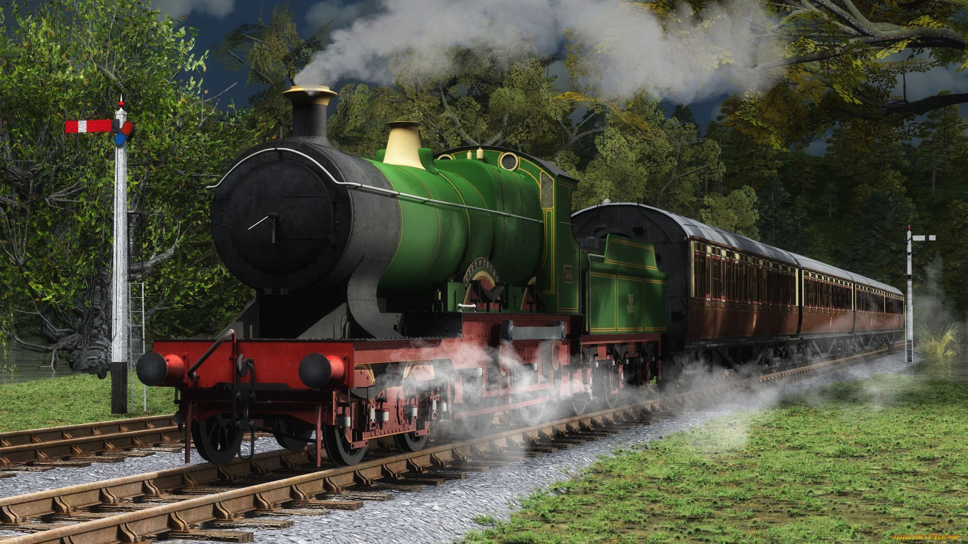 техника, 3d, паровоз