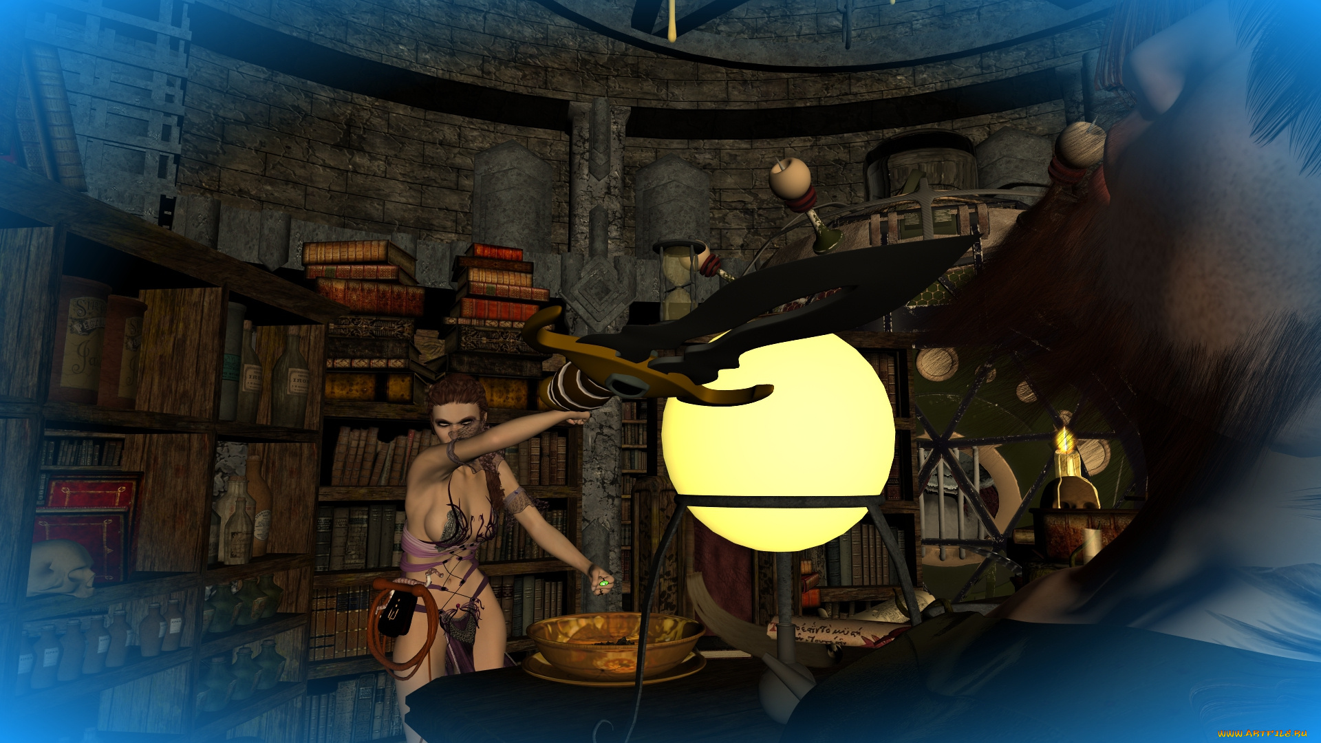 3д, графика, фантазия, , fantasy, девушка, взгляд, фон