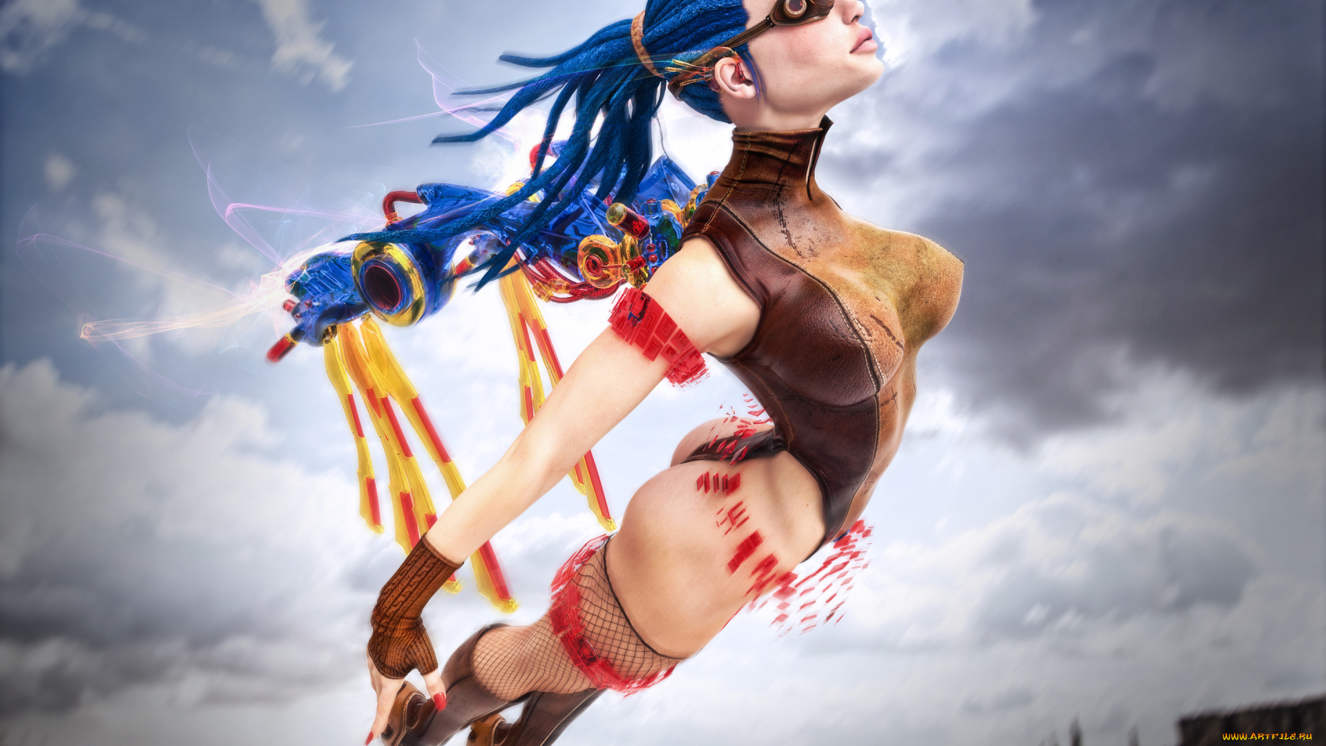 3д, графика, люди, , people, полет, очки, девушка