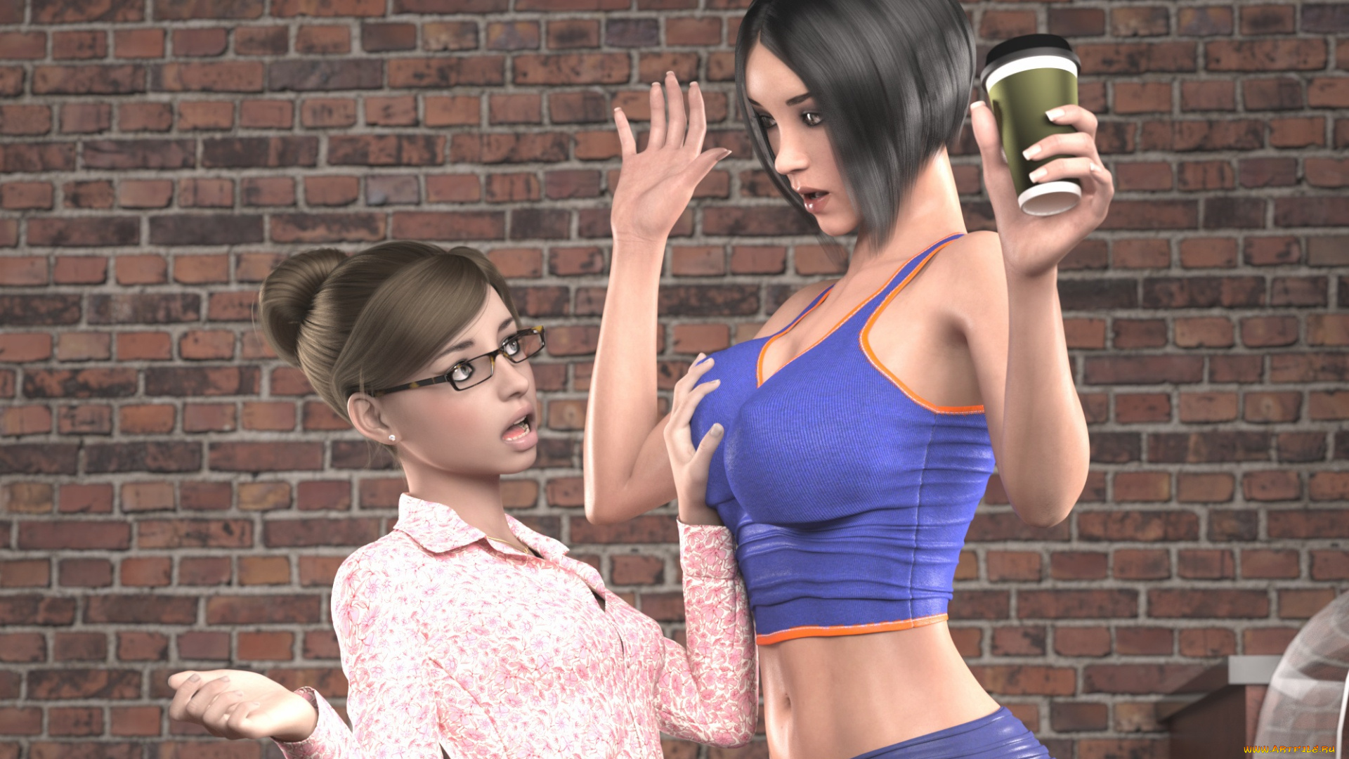 3д, графика, люди, , people, взгляд, девушки, фон