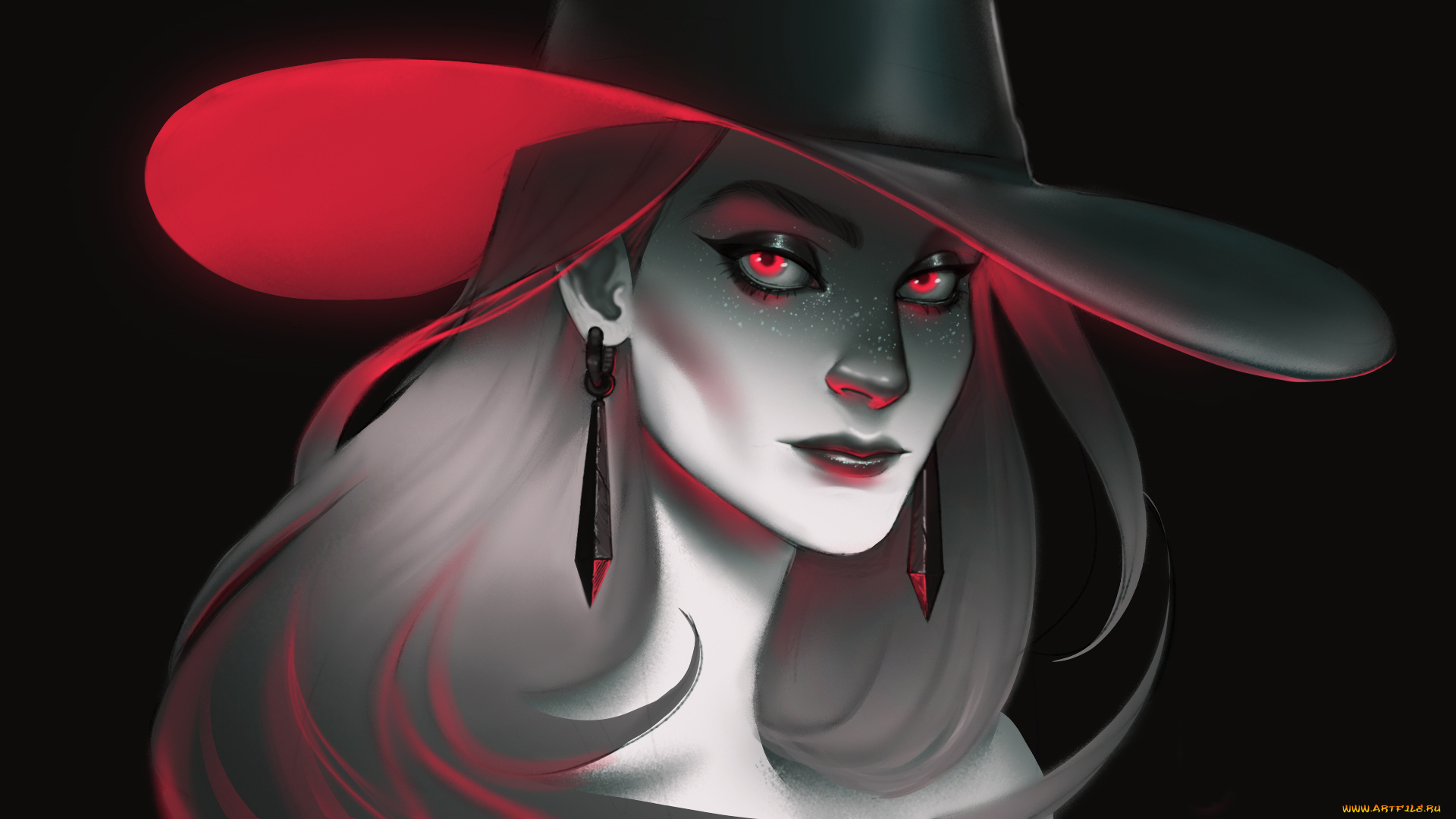 векторная, графика, девушки, , girls, шляпа, фон, взгляд, девушка