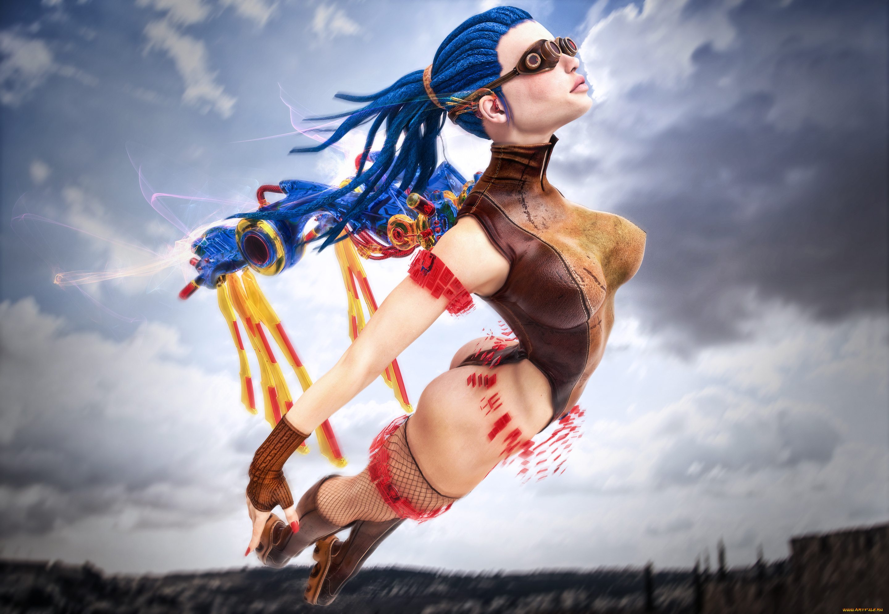 3д, графика, люди, , people, полет, очки, девушка