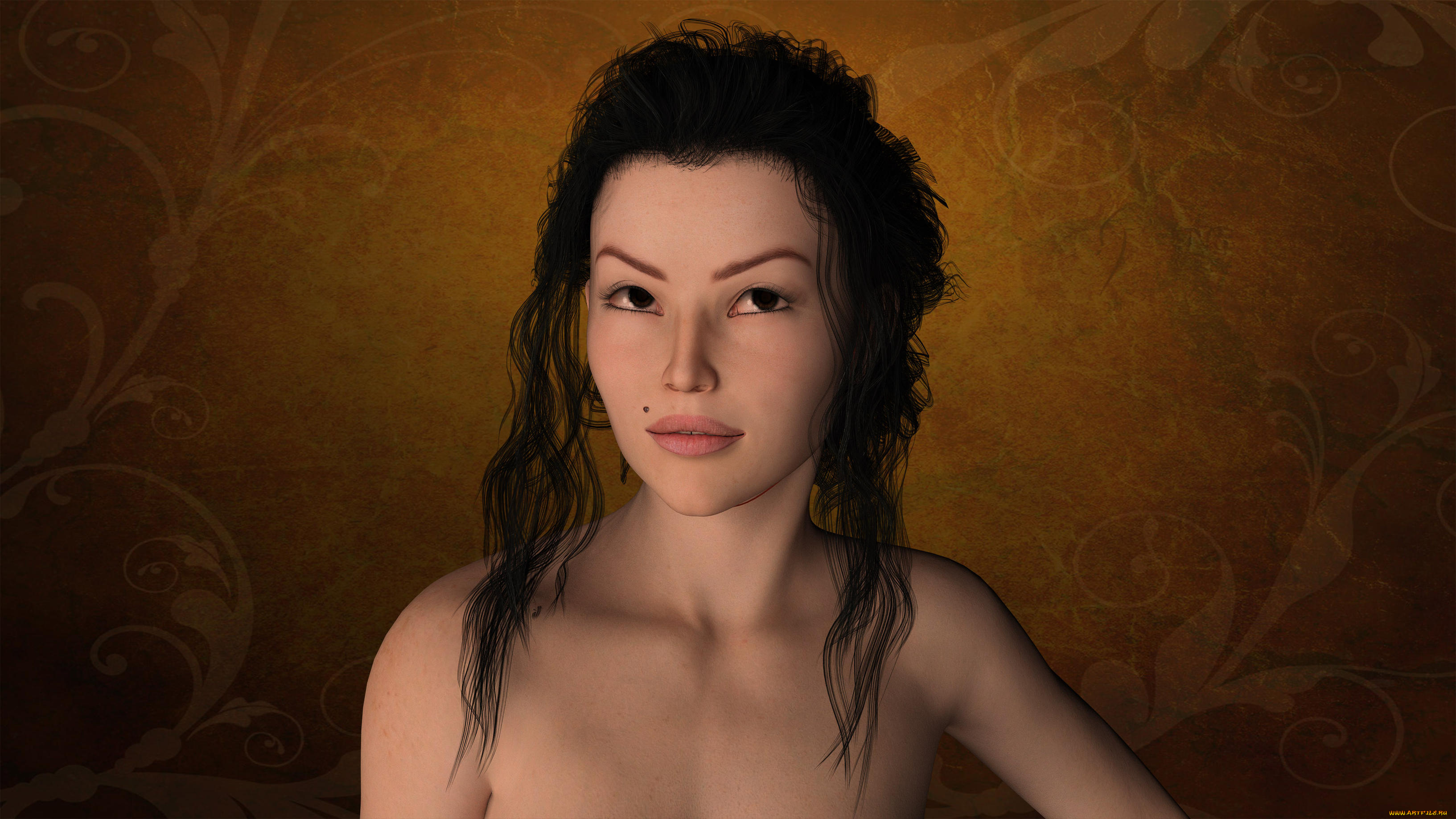 3д, графика, портрет, , portraits, девушка, взгляд, фон