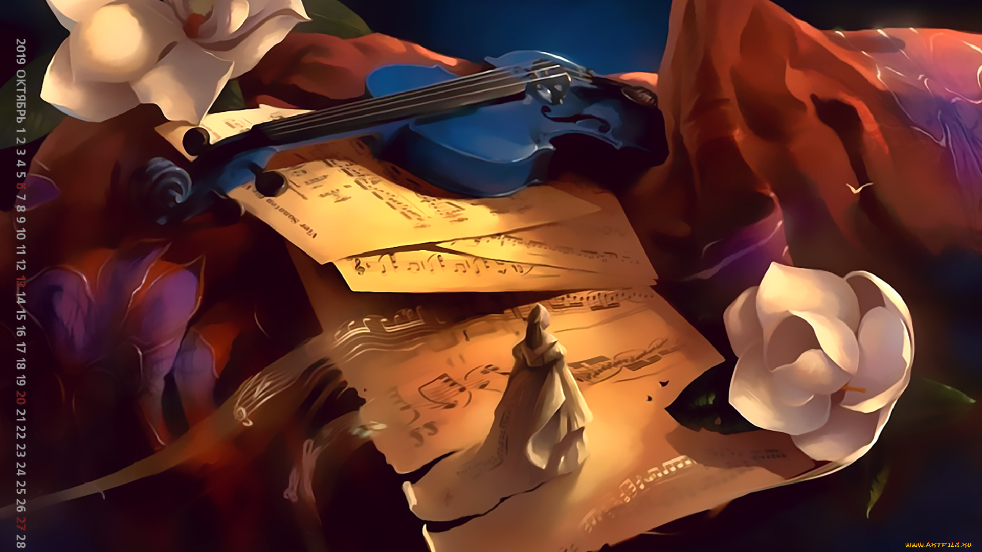 календари, рисованные, , векторная, графика, фигура, девушка, женщина, 2019, calendar, бумага, цветы, ноты, скрипка