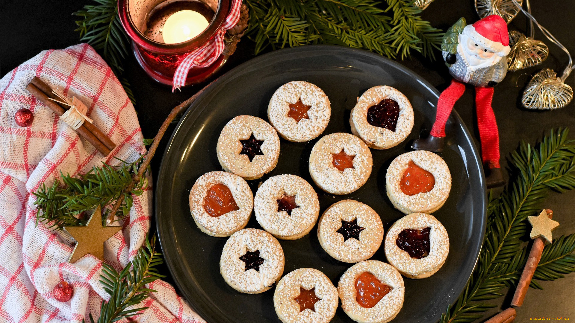 праздничные, угощения, свеча, корица, печенье