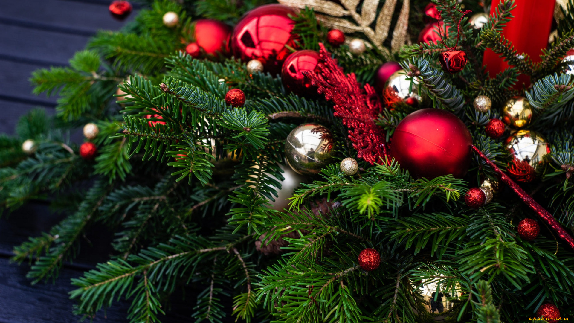 праздничные, ёлки, еловая, ветка, шарики
