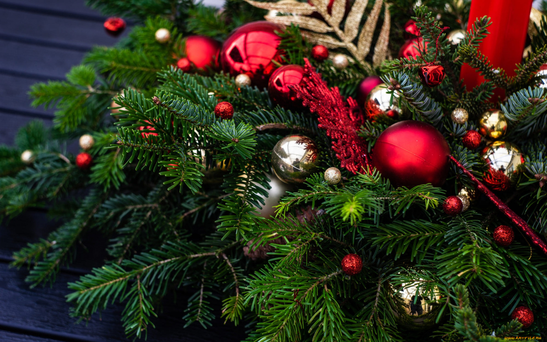 праздничные, ёлки, еловая, ветка, шарики