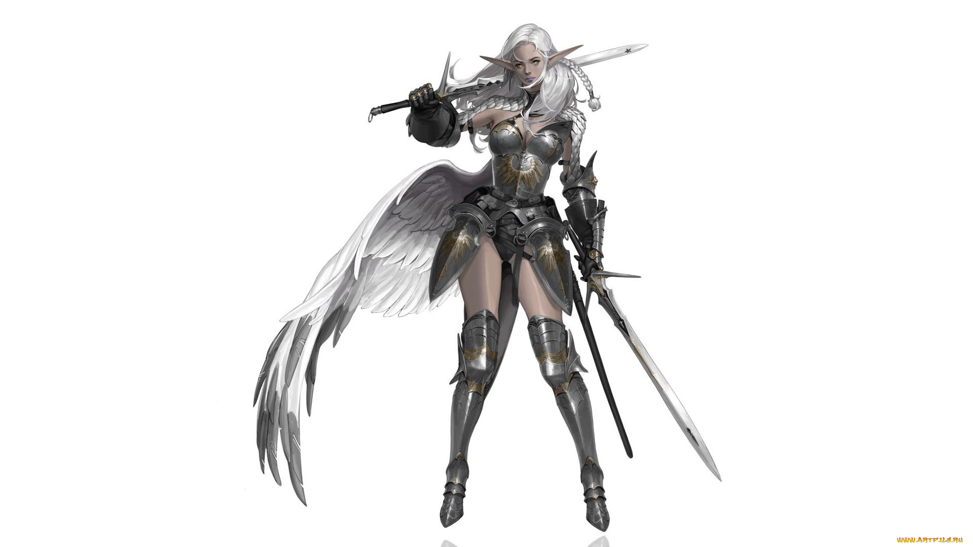 фэнтези, эльфы, девушка, эльф, оружие, крыло