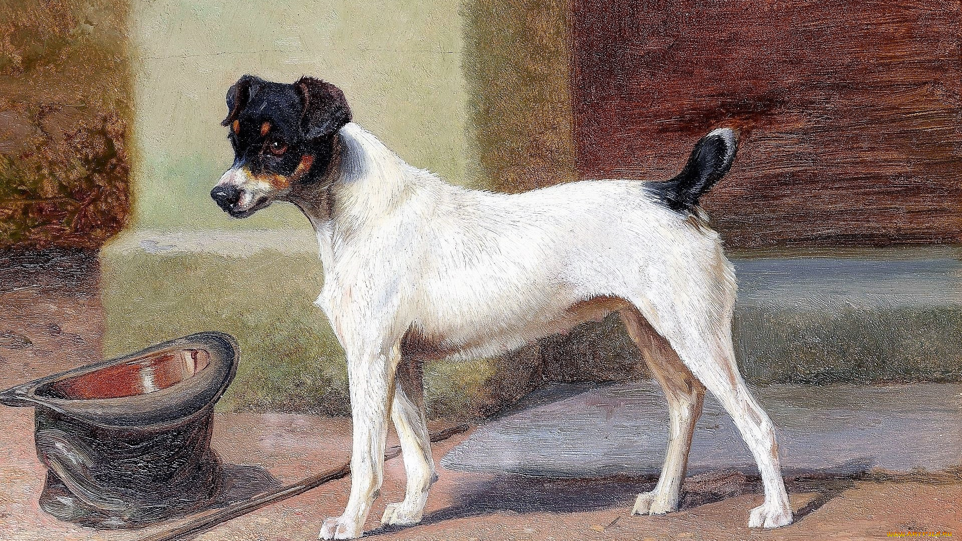 рисованное, william, henry, hamilton, trood, собака, шляпа, трость