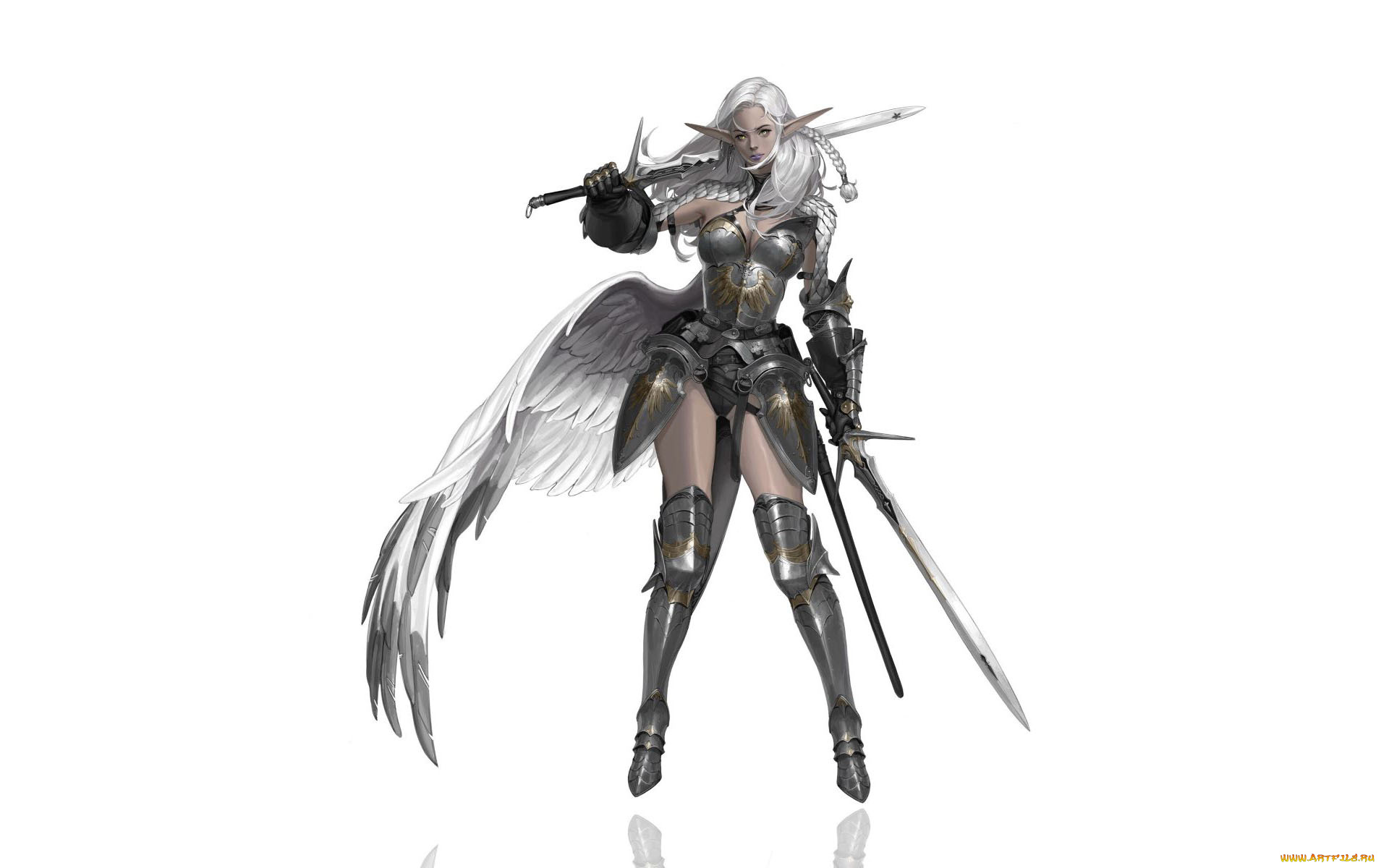 фэнтези, эльфы, девушка, эльф, оружие, крыло
