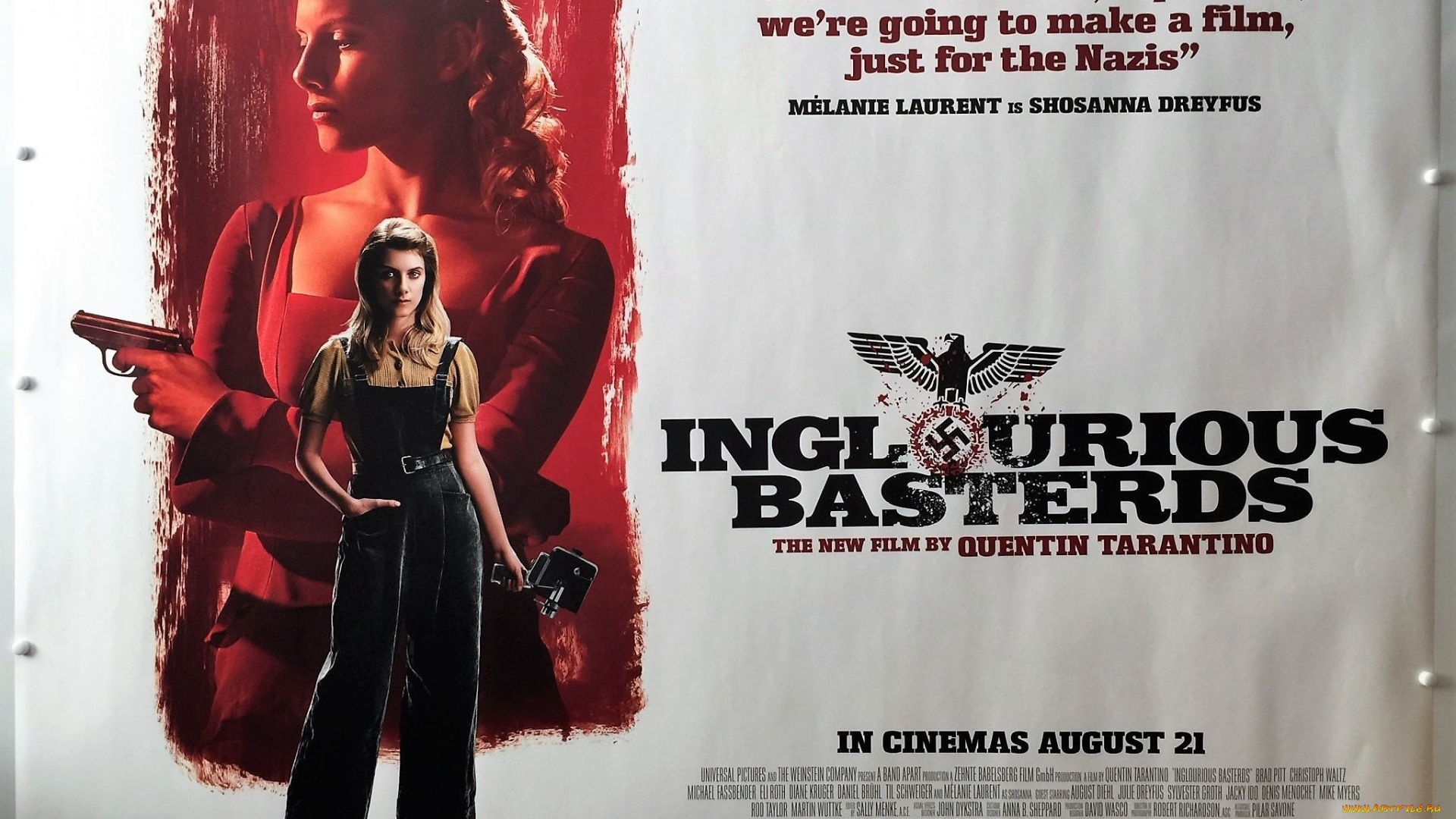 кино, фильмы, inglourious, basterds, женщина, оружие, камера