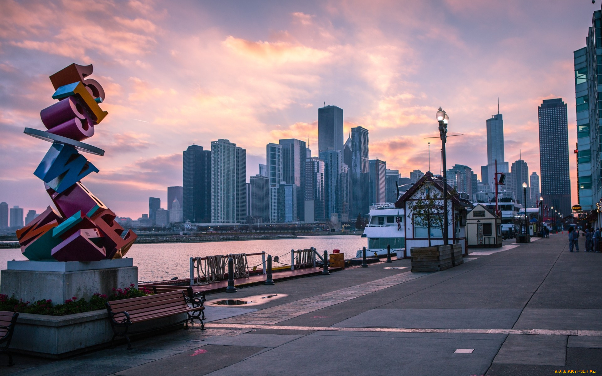 города, чикаго, , сша, штат, иллинойс, чикаго, озеро, мичиган