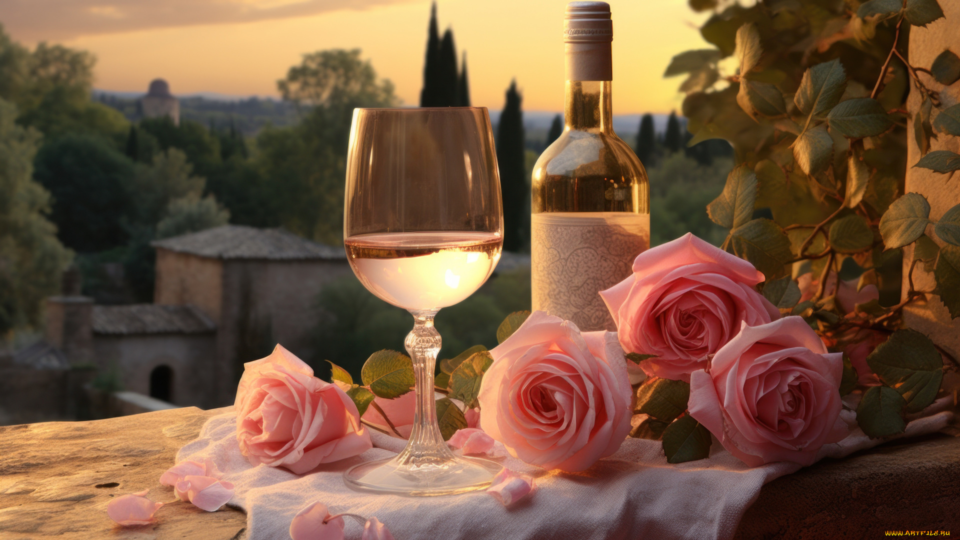 рисованное, цветы, небо, листья, свет, деревья, ветки, природа, праздник