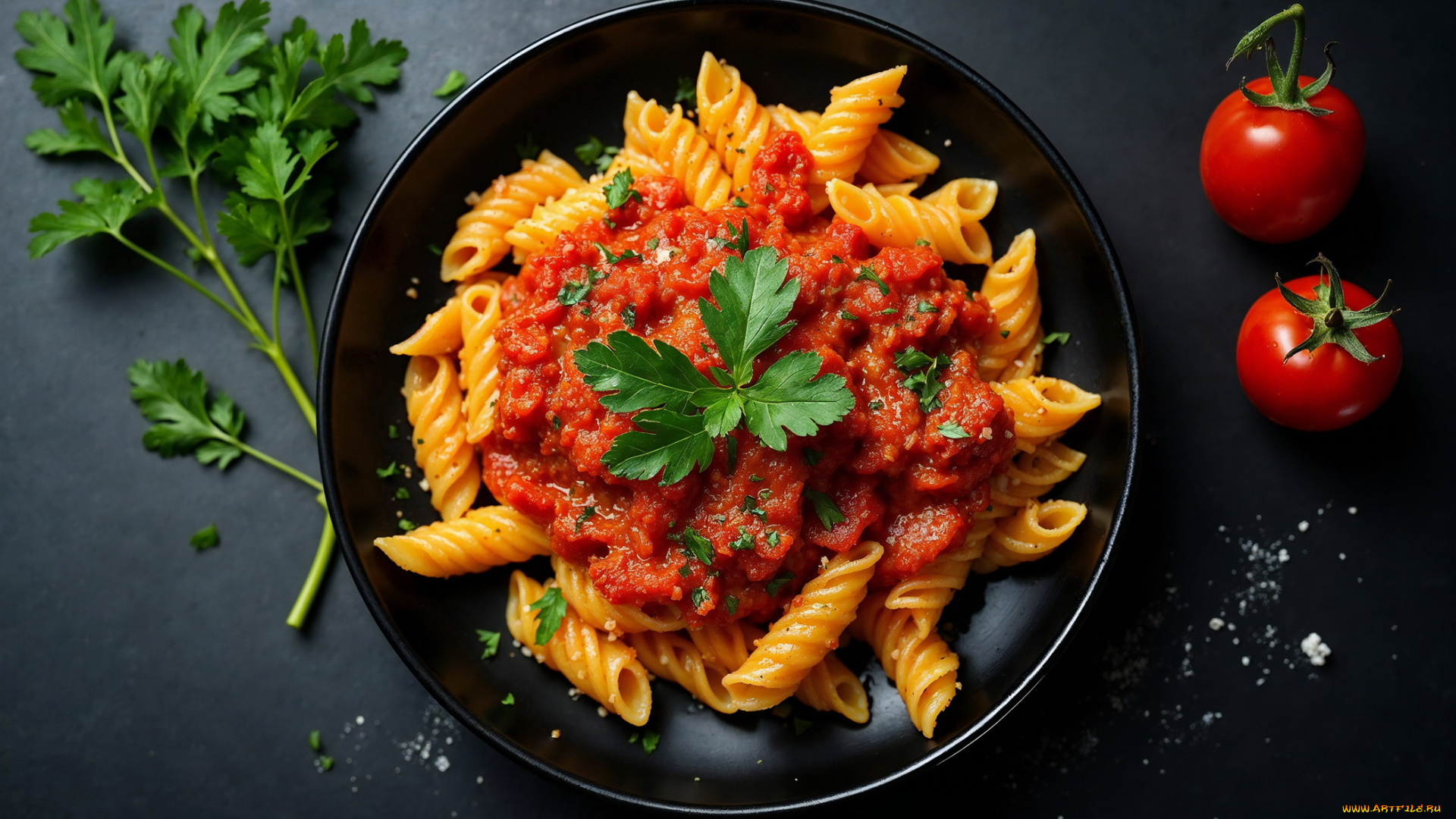 еда, макароны, , макаронные, блюда, петрушка, соус, помидоры