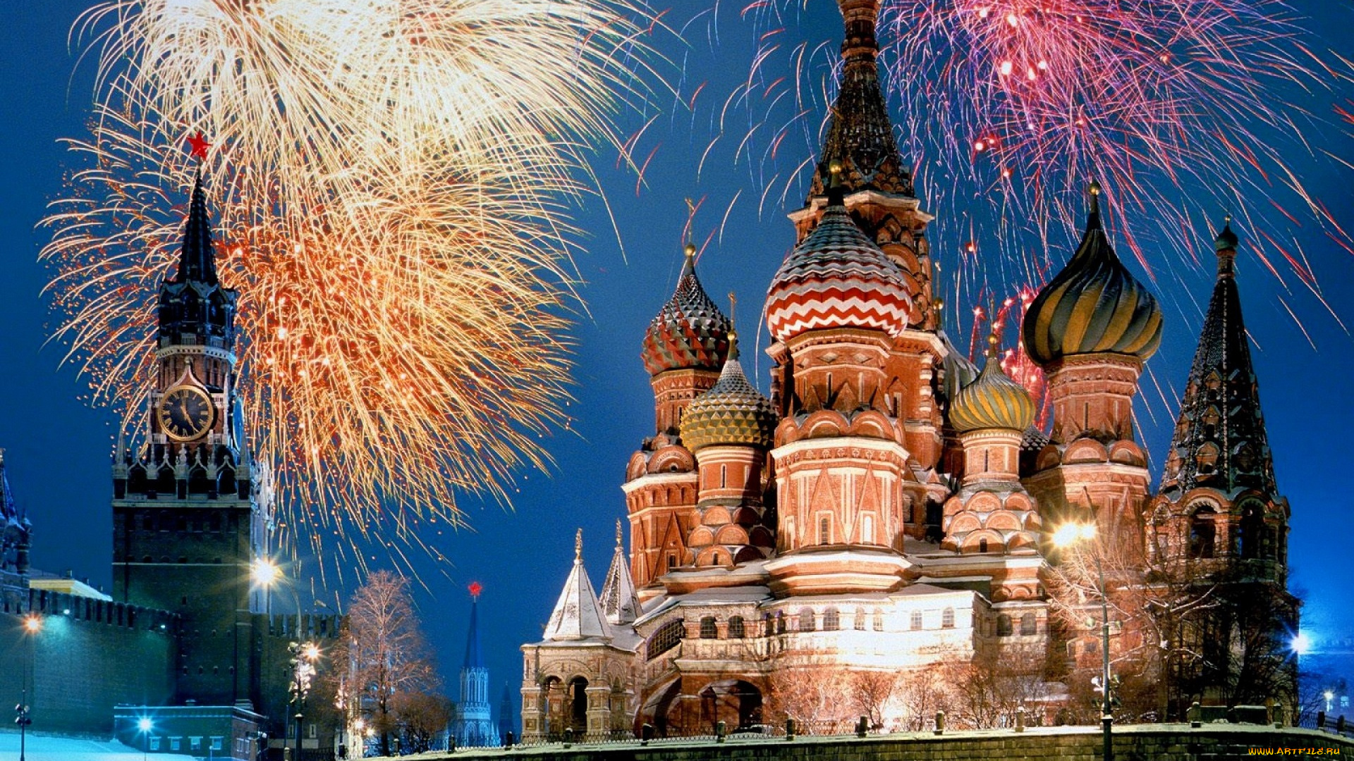 города, москва, , россия, кремль, храм, снег, зима, салют