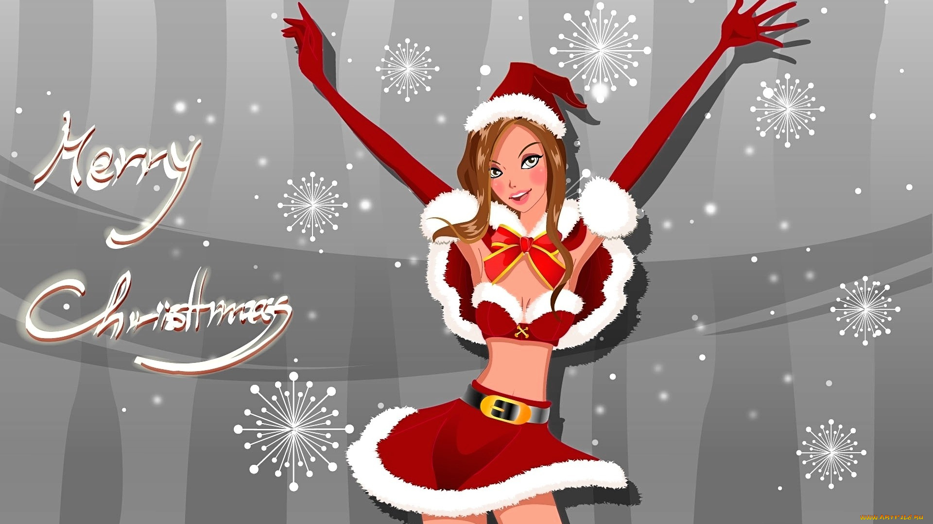 праздничные, векторная, графика, , новый, год, снегурочка, девушка, костюм, снежинки