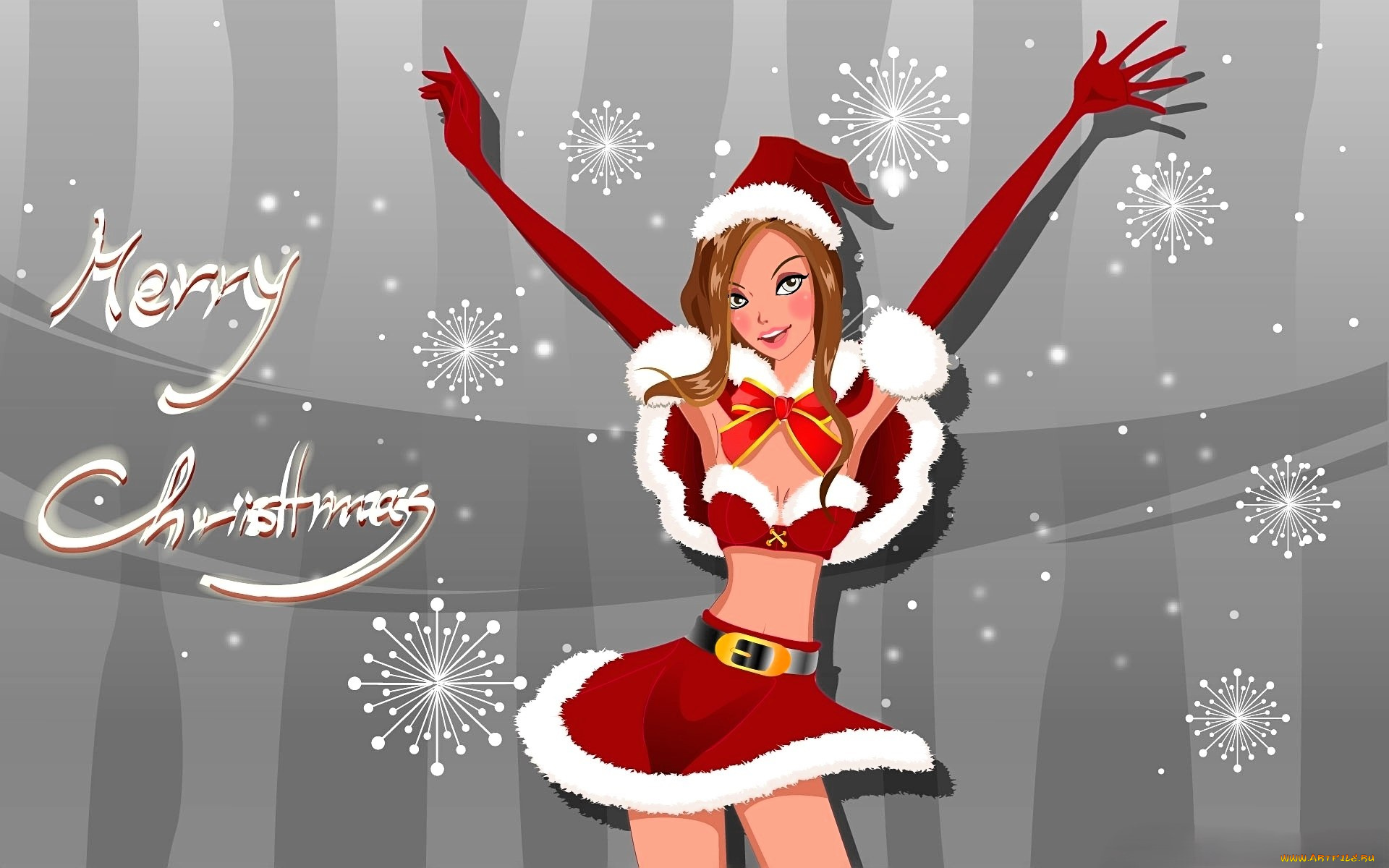 праздничные, векторная, графика, , новый, год, снегурочка, девушка, костюм, снежинки