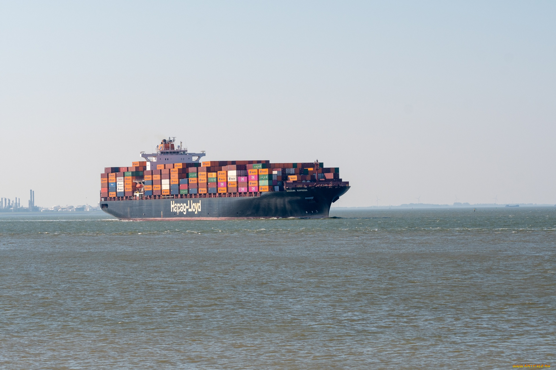 корабли, грузовые, суда, контейнеровоз