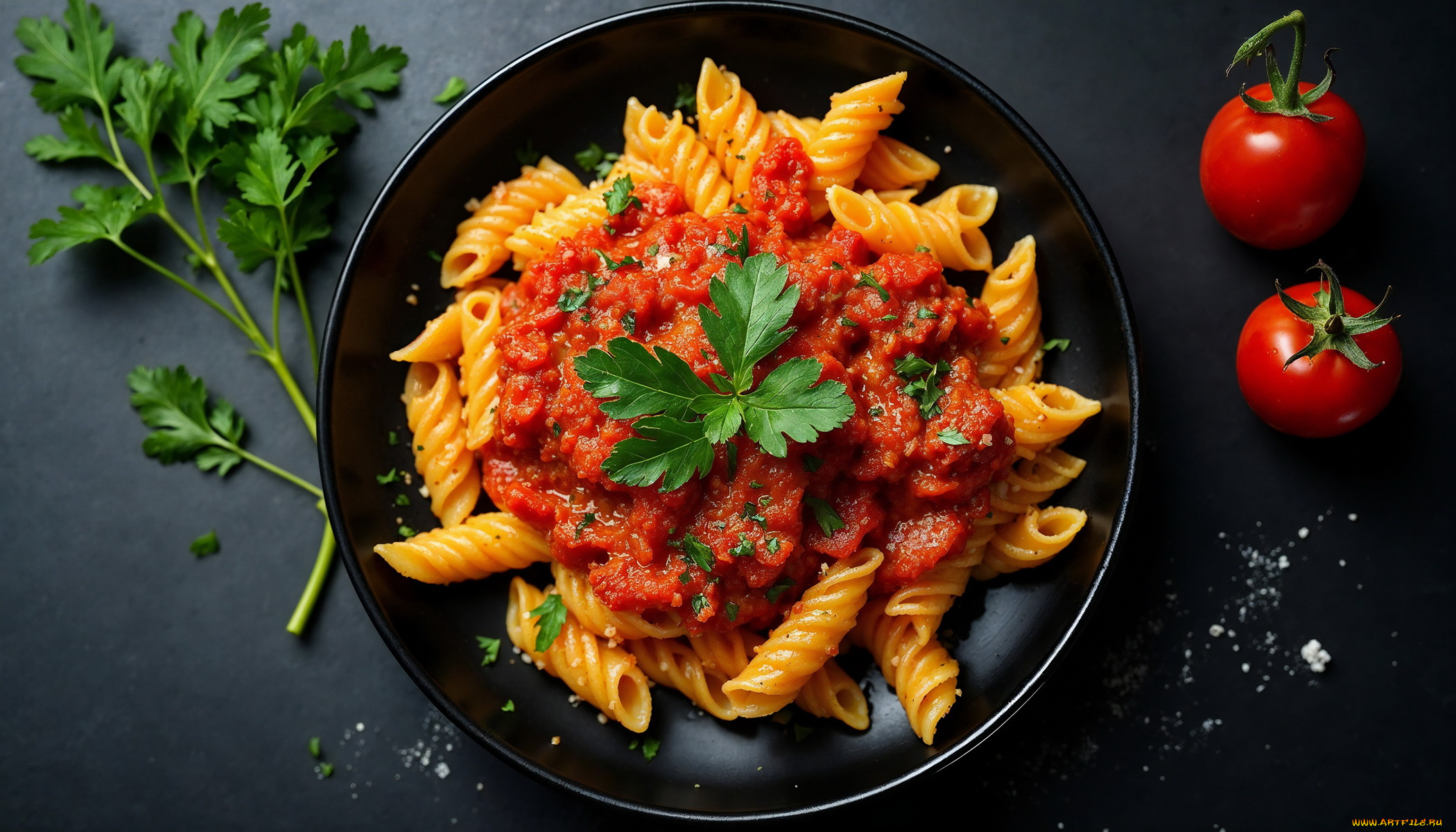 еда, макароны, , макаронные, блюда, петрушка, соус, помидоры