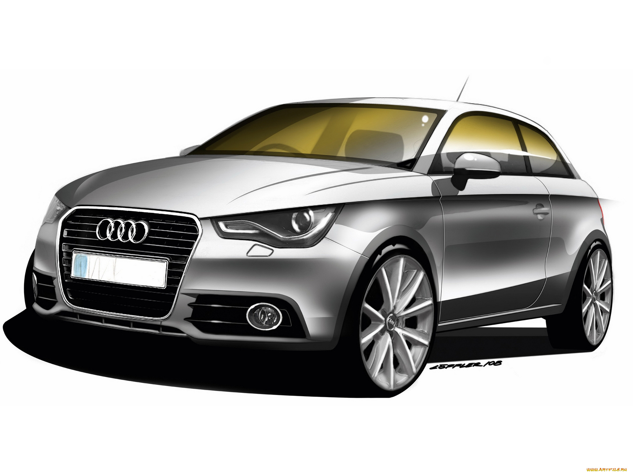 автомобили, рисованные