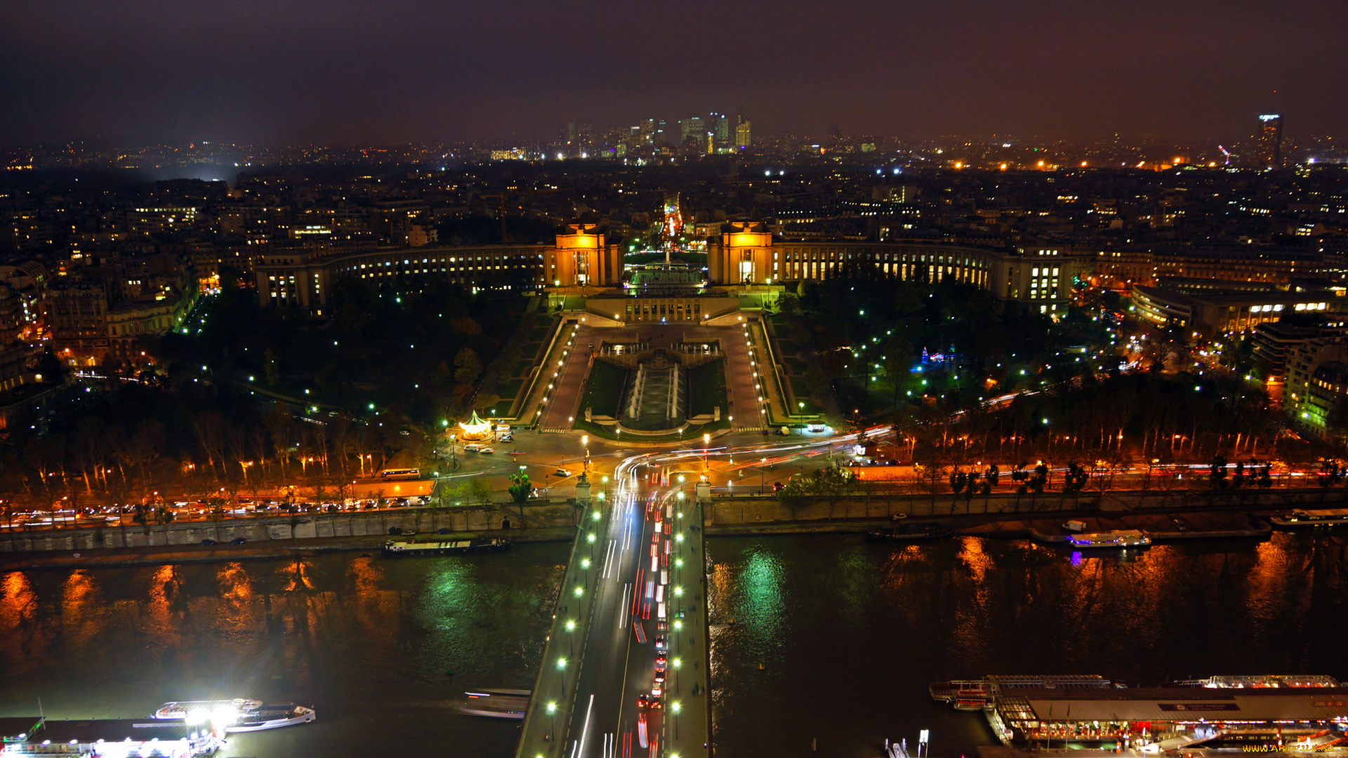 города, париж, франция, ночь, огни