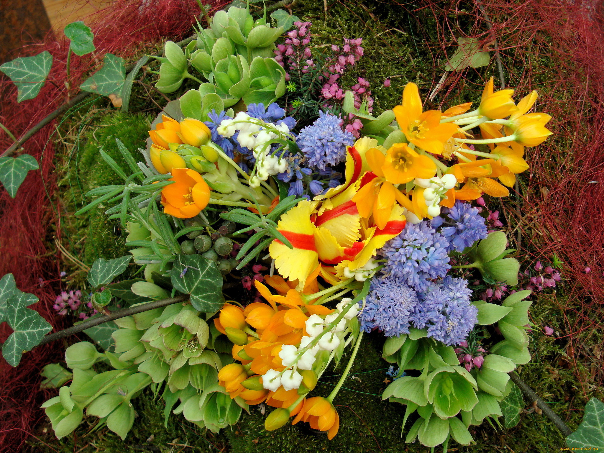 цветы, разные, вместе, букет
