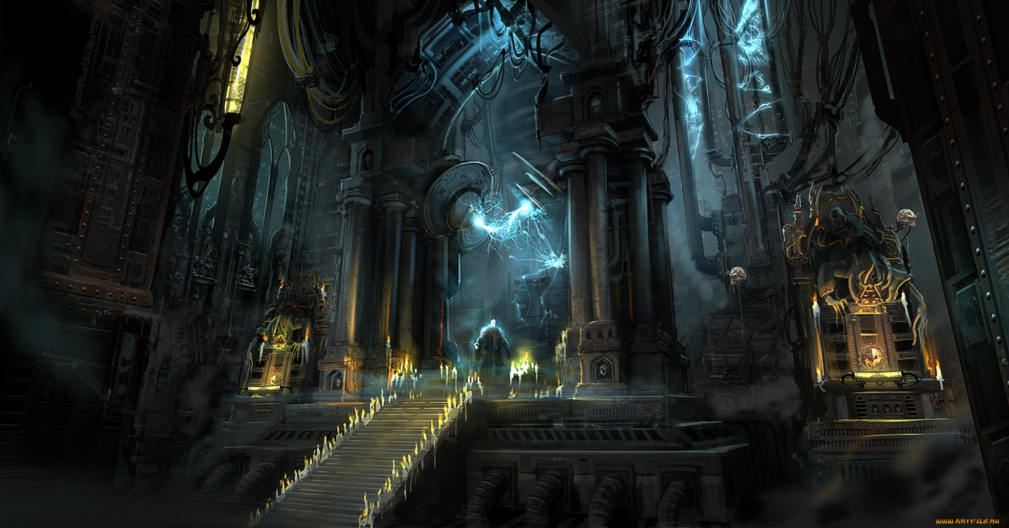 фэнтези, иные, миры, времена, лестница, свечи