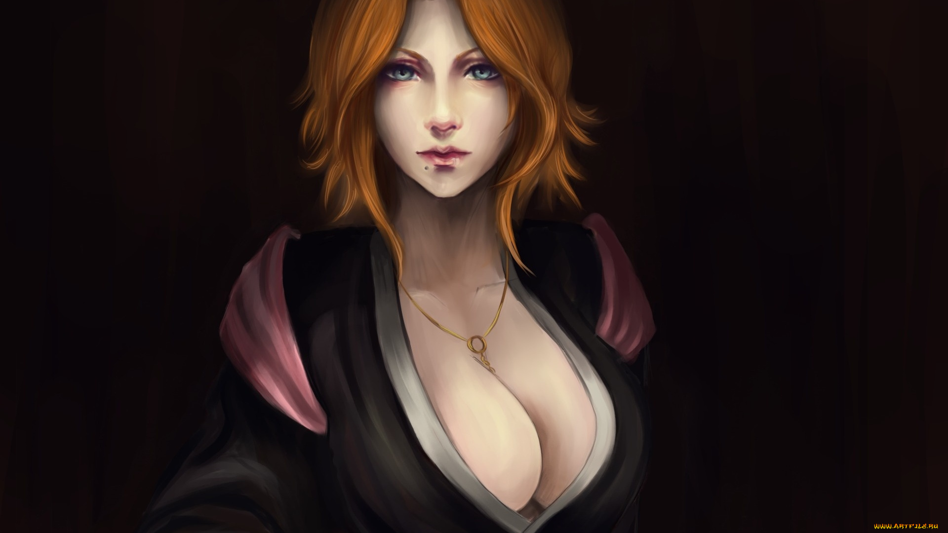 аниме, bleach, рыжая, лицо, блич, грудь, рангику