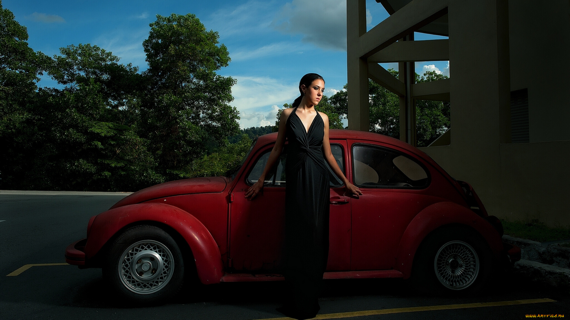 автомобили, авто, с, девушками, авто, платье, девушка