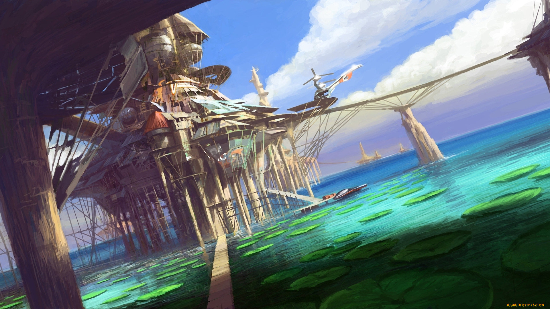 фэнтези, иные, миры, , иные, времена, пристани, море, мир, иной, посадочные, аппараты, летательные