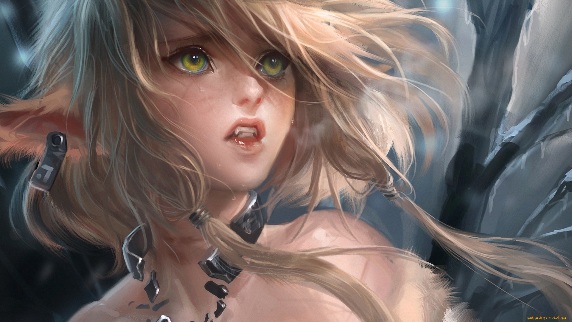 фэнтези, существа, побег, эльф, клеймо, ошейник, оковы