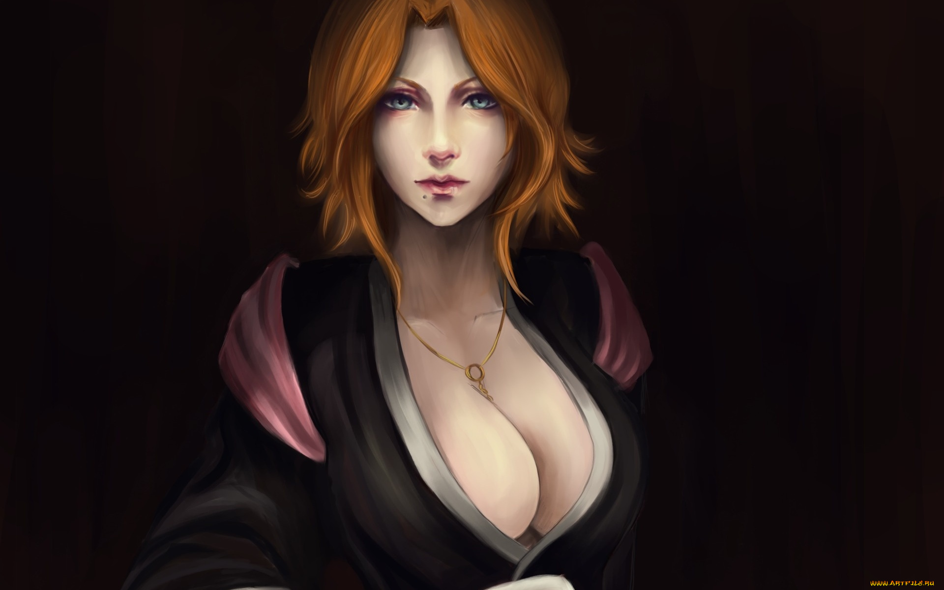 аниме, bleach, рыжая, лицо, блич, грудь, рангику