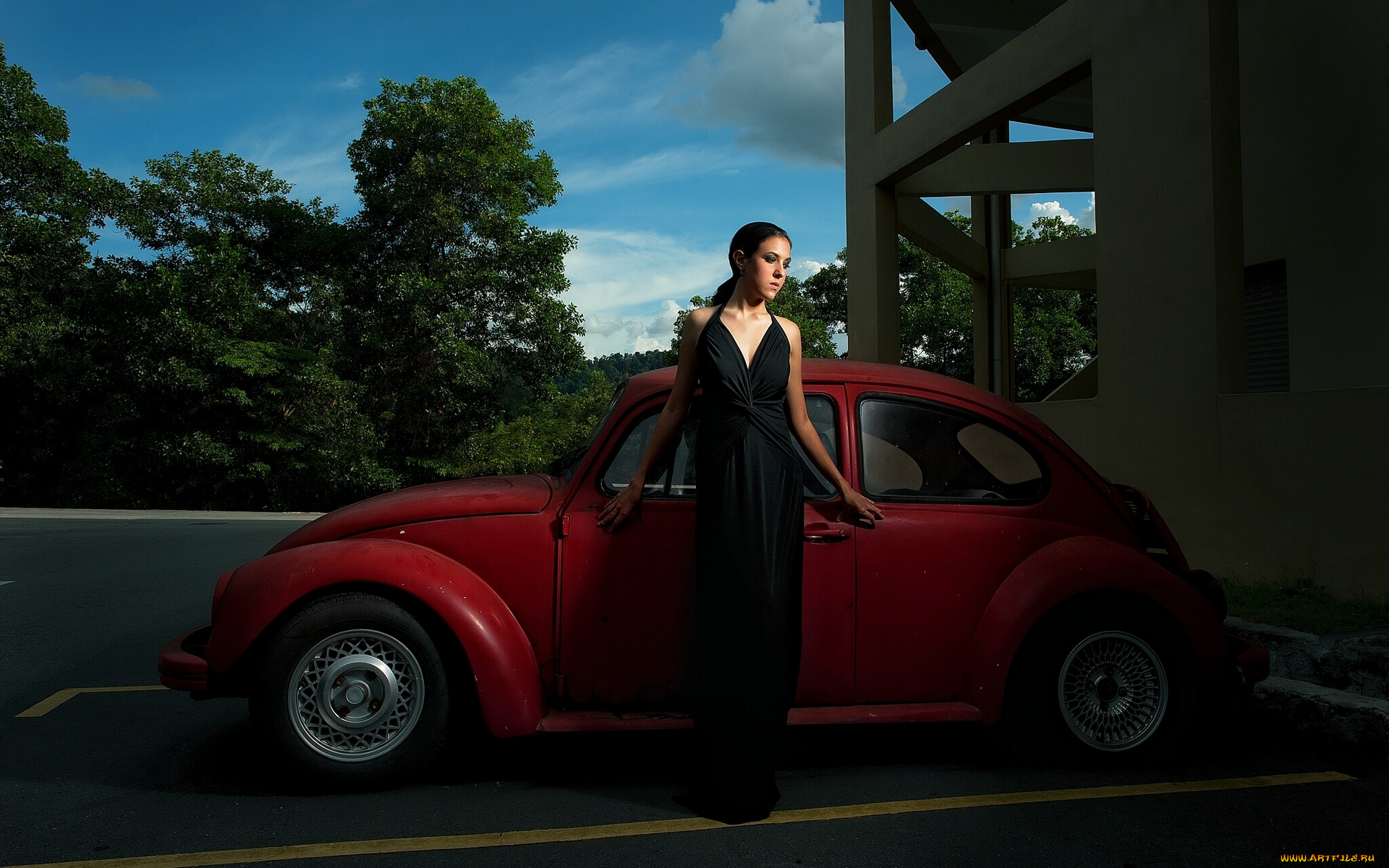 автомобили, авто, с, девушками, авто, платье, девушка