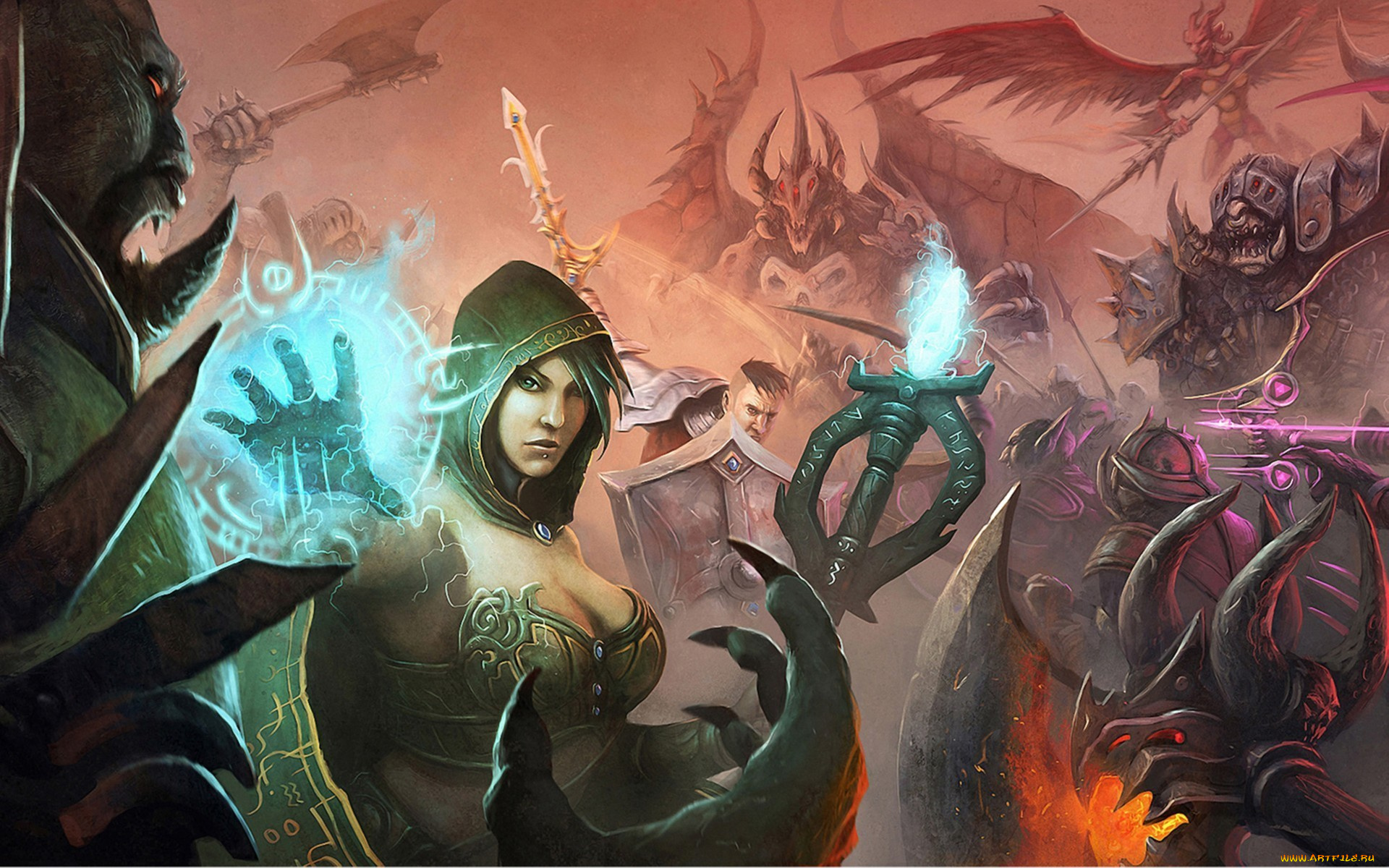 фэнтези, маги, , волшебники, монстры, колдовство, сражение, магия, девушка