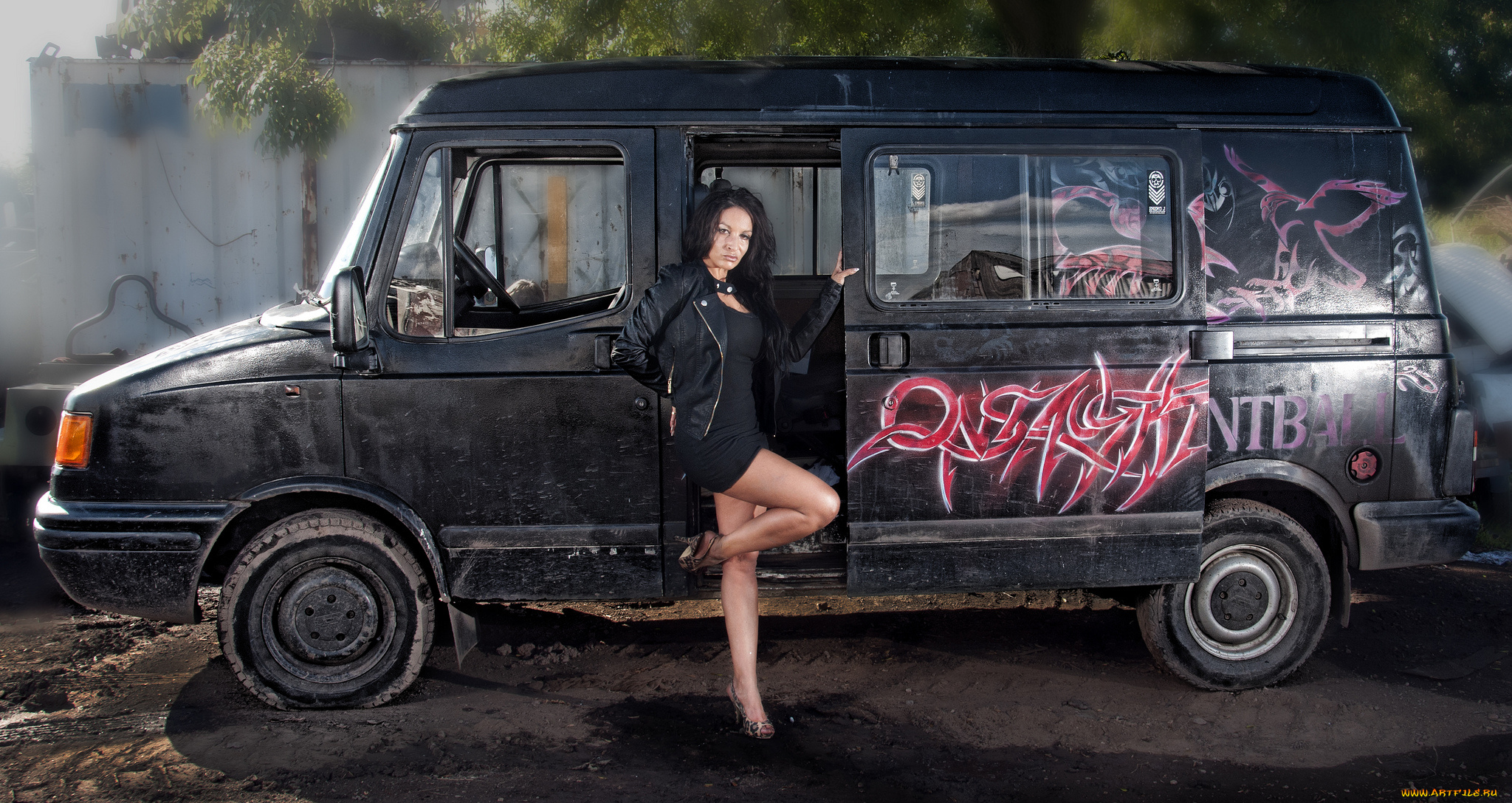 автомобили, авто, с, девушками, микроавтоьус