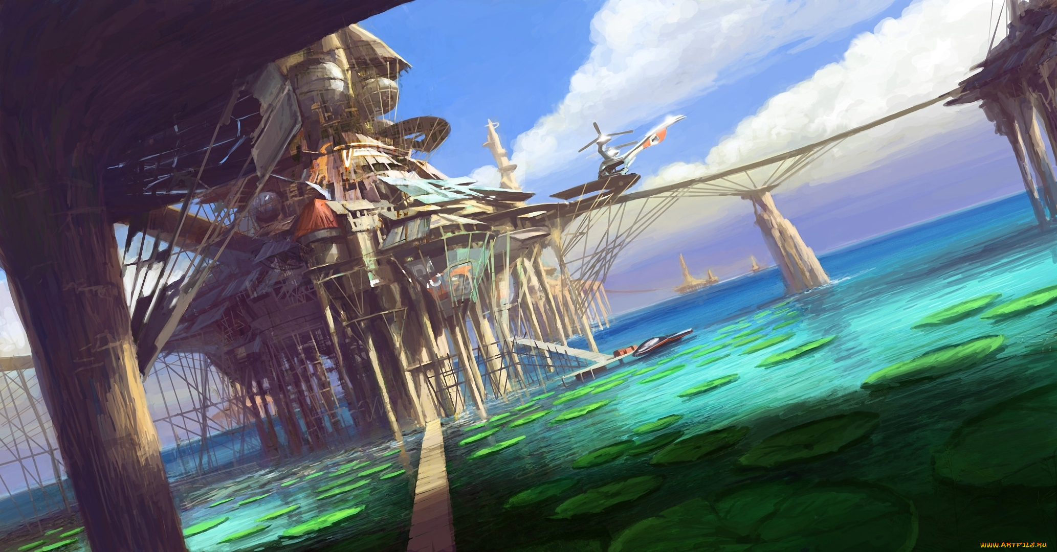 фэнтези, иные, миры, , иные, времена, пристани, море, мир, иной, посадочные, аппараты, летательные