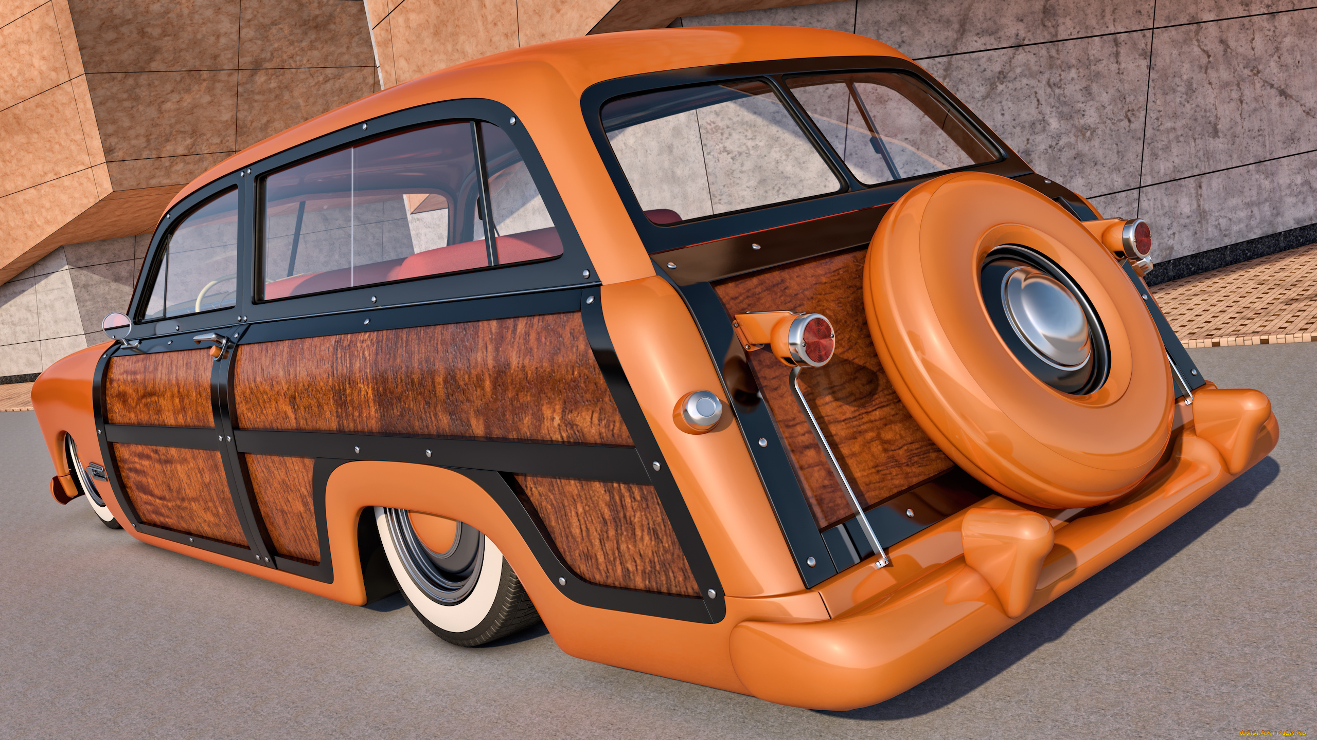 автомобили, 3д, 1949, ford, woody, station, wagon