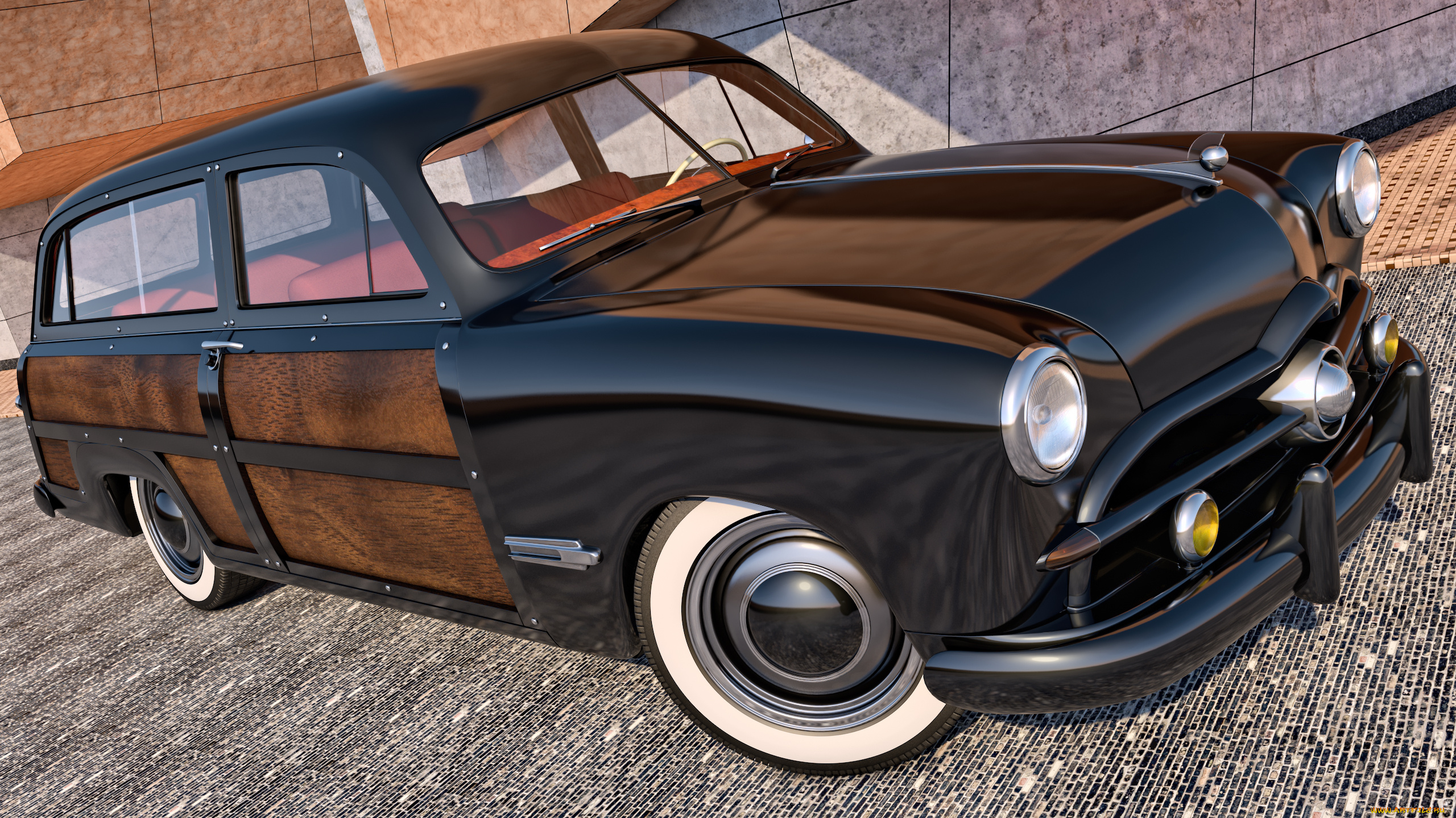 автомобили, 3д, station, ford, 1949, woody, wagon