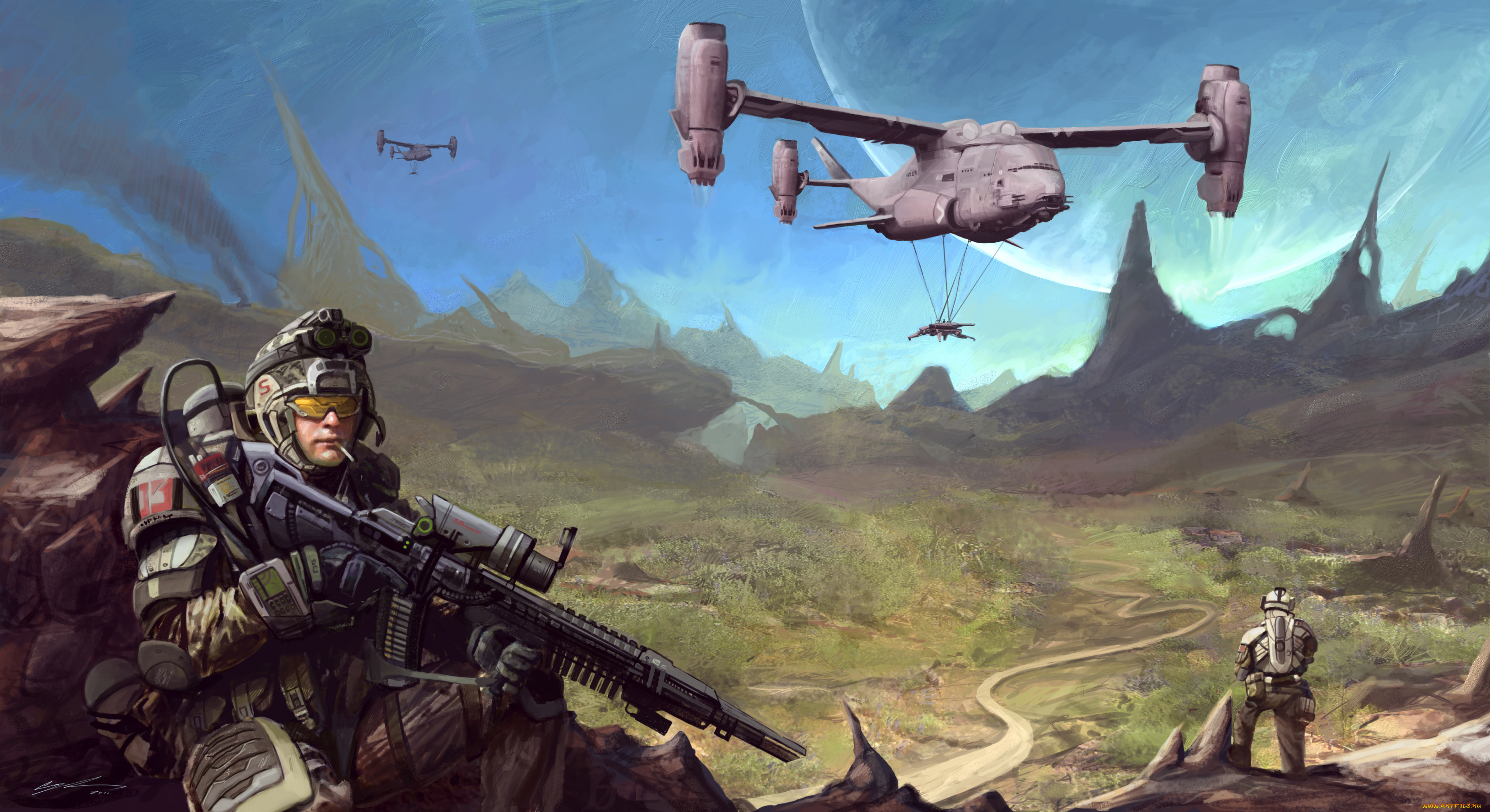 фэнтези, люди, планета, чужая, десант, высадка, спецназ, солдаты