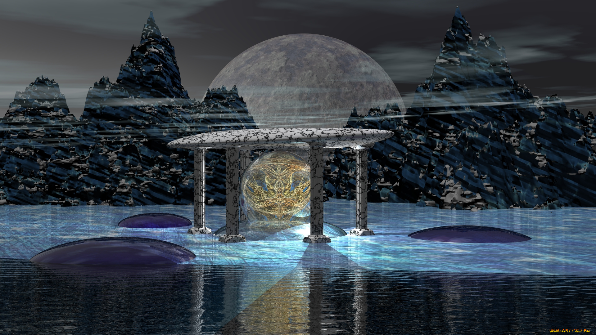 3д, графика, атмосфера, настроение, , atmosphere, , , mood, , планета, горы, стол, сфера
