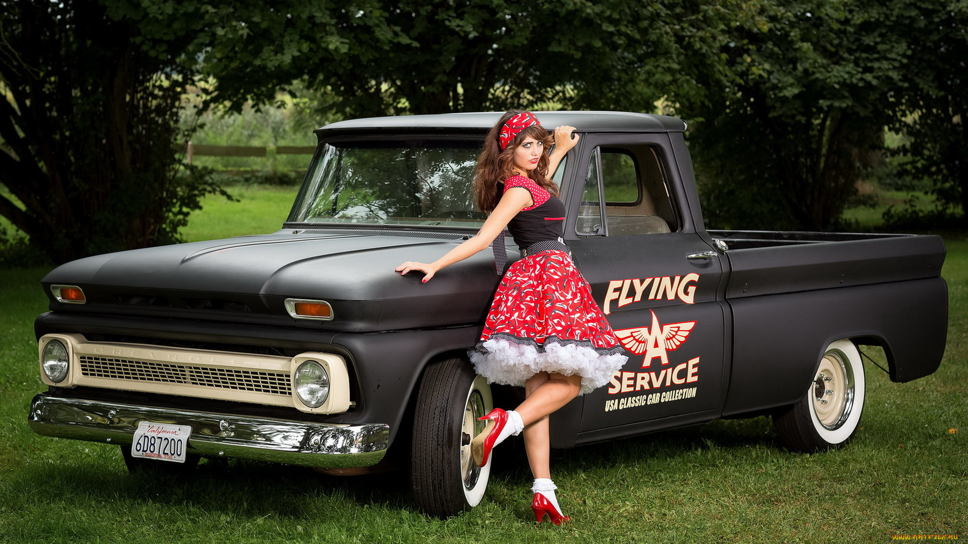 автомобили, -авто, с, девушками, pick-up, chevrolet, c10, девушка