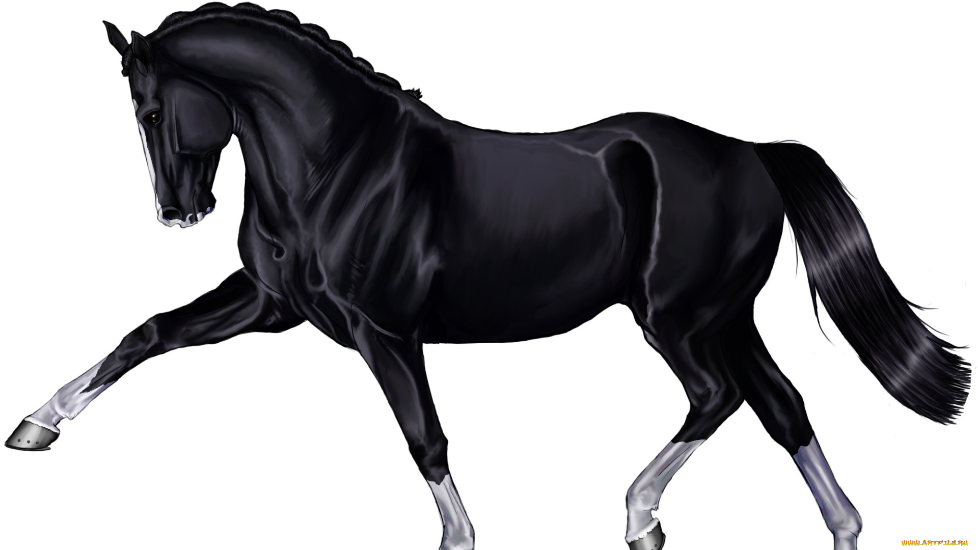 рисованное, животные, , лошади, фон, лошадь