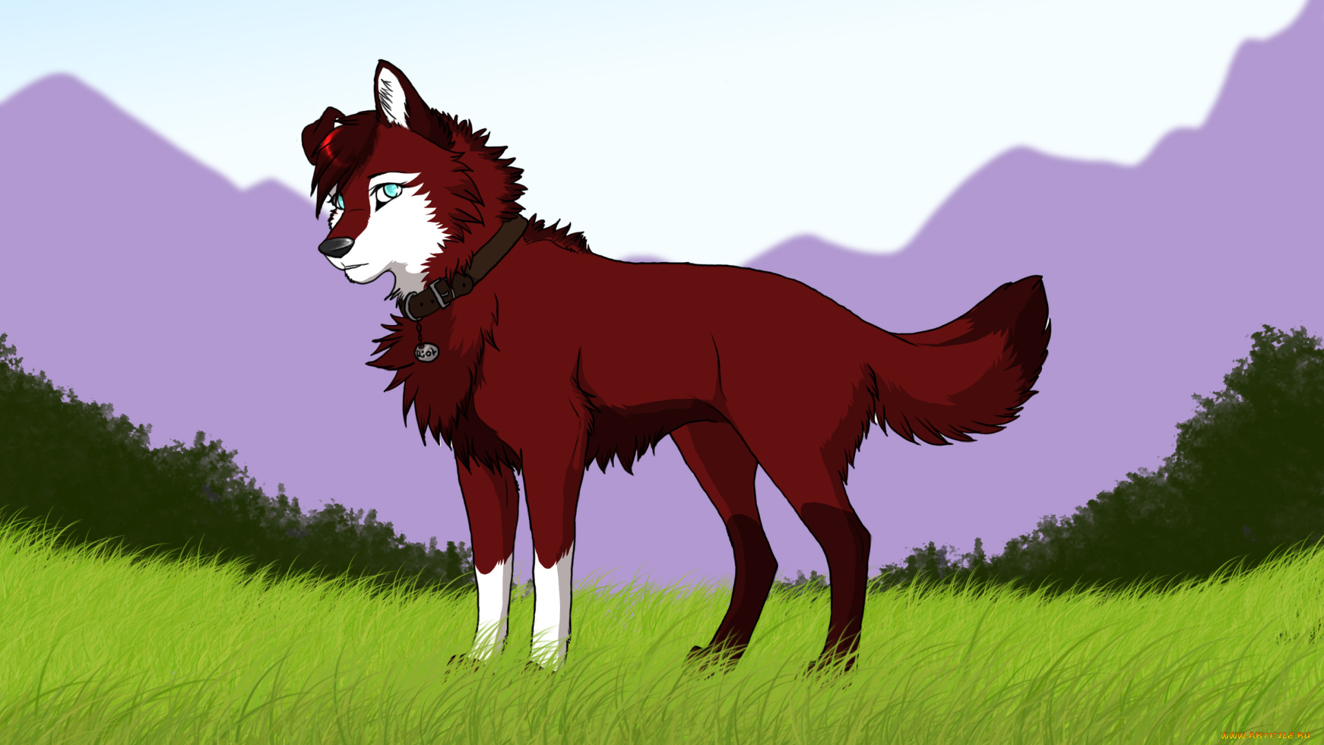 рисованное, животные, , собаки, горы, собака, взгляд