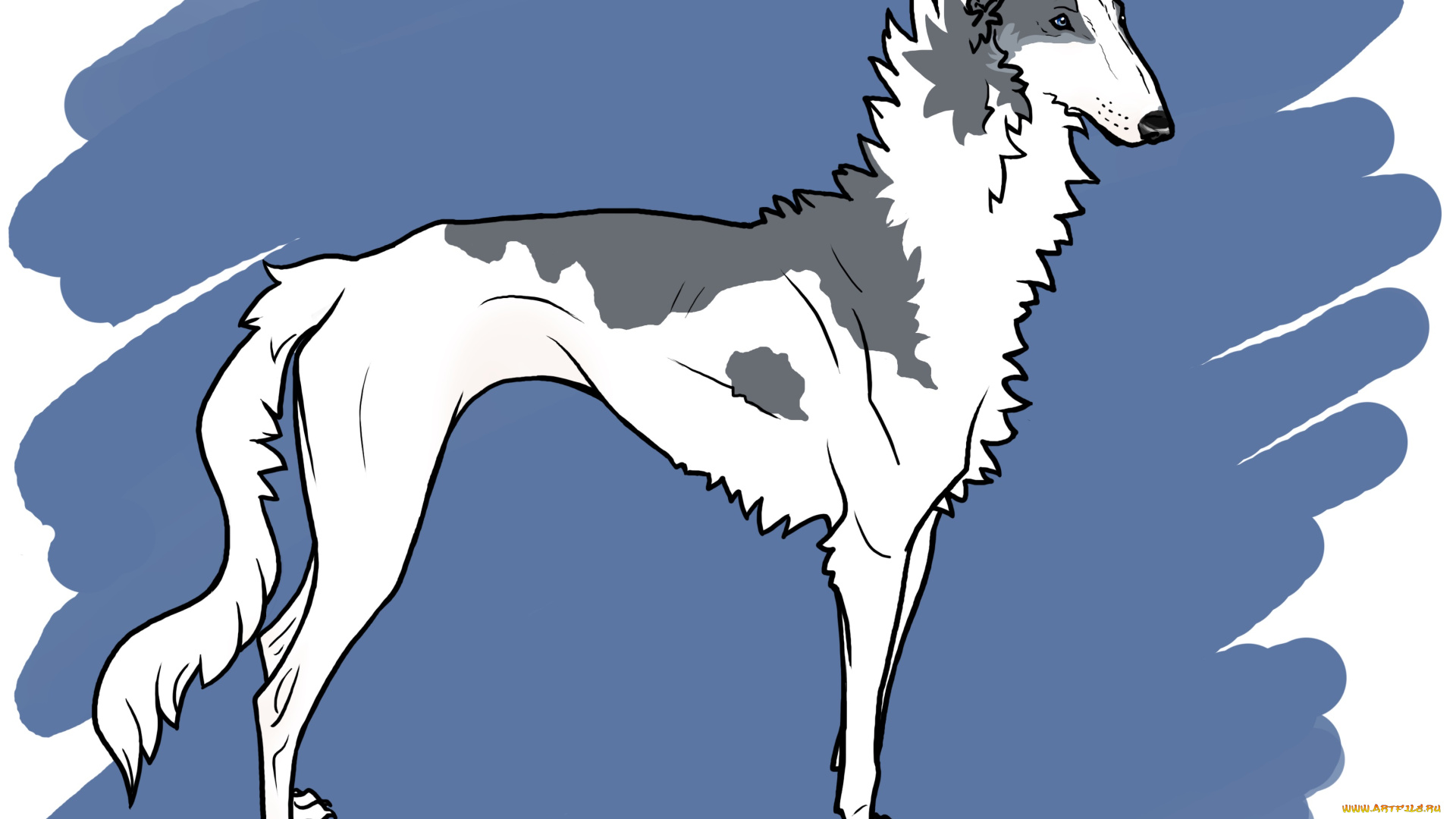 рисованное, животные, , собаки, собака, рога, фон, взгляд