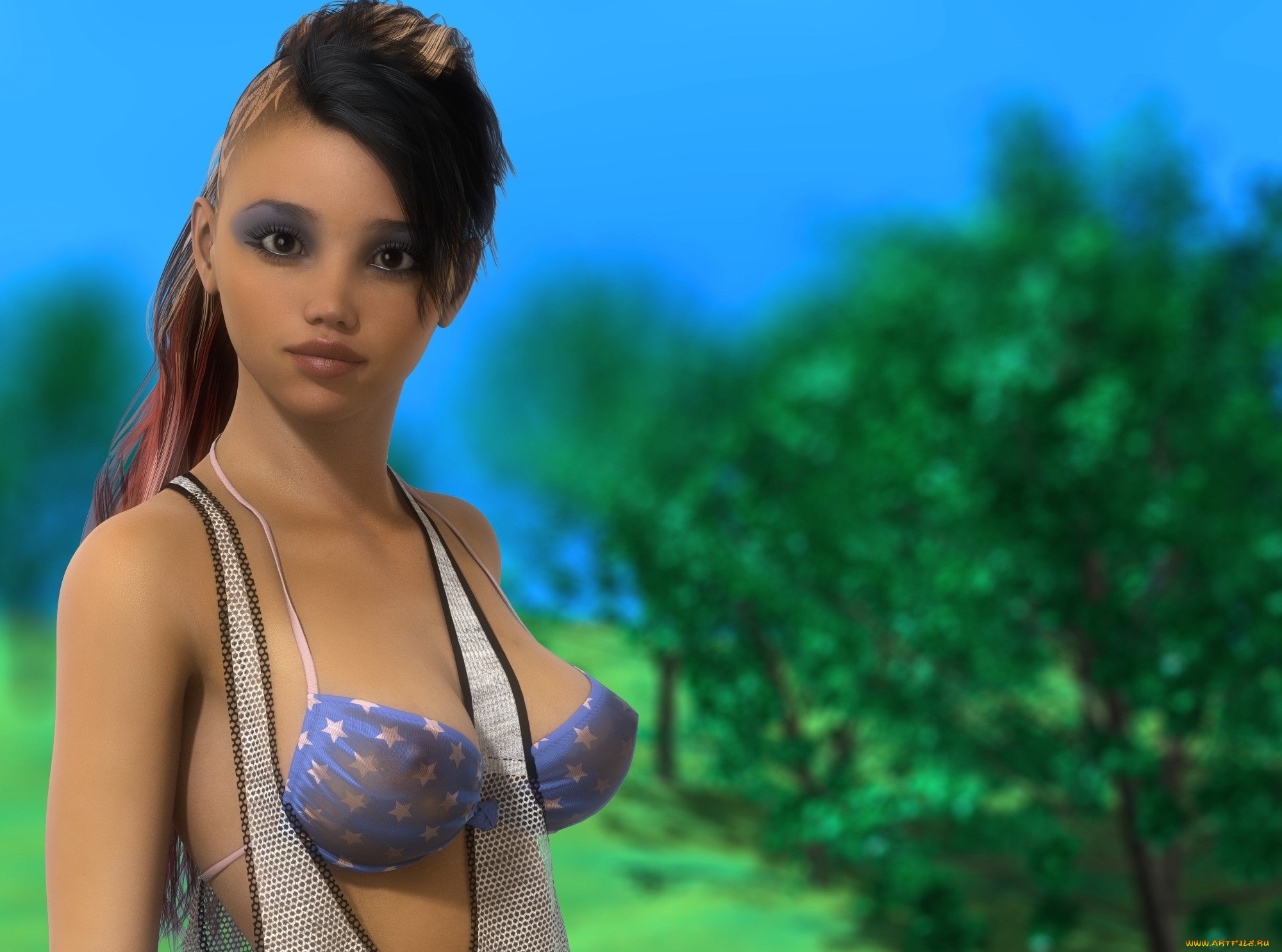 3д, графика, люди, , people, девушка, взгляд, фон