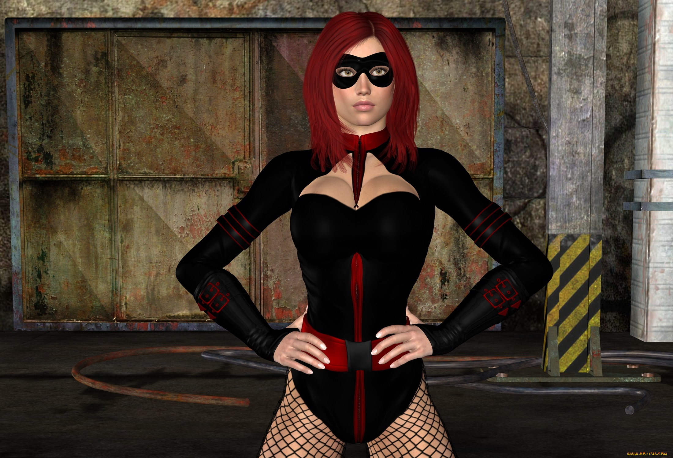 3д, графика, люди, , people, рыжая, фон, взгляд, девушка