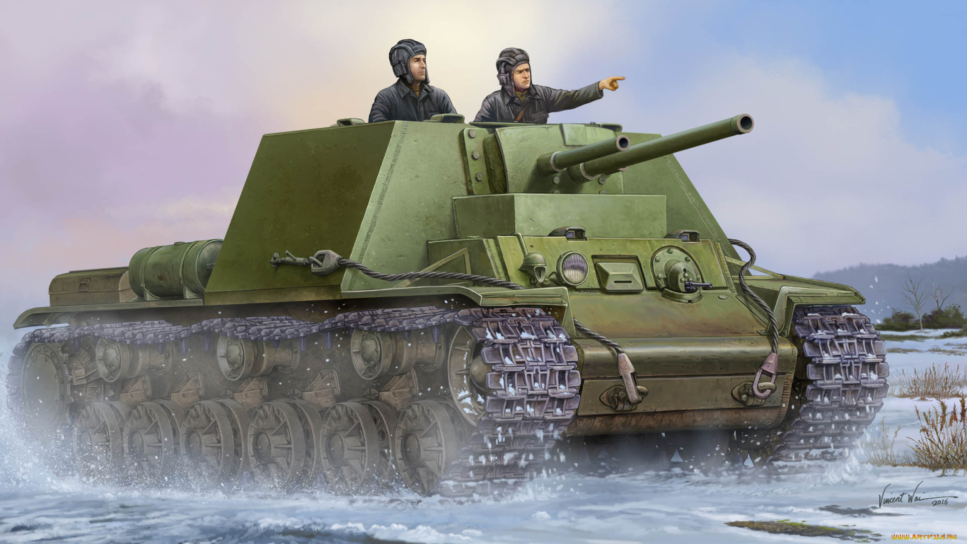 рисованное, армия, танк, солдаты