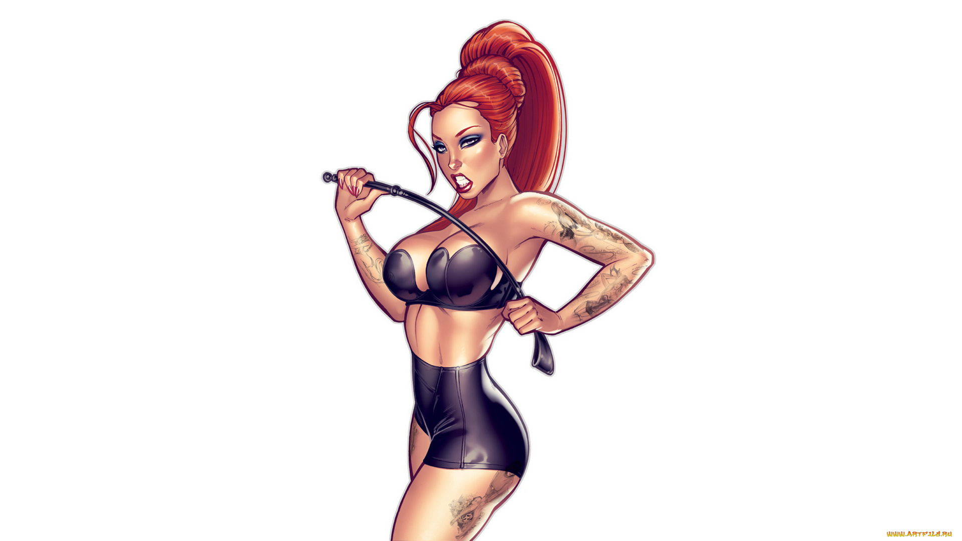 рисованное, люди, тату, хлыст, корсет, фон, девушка