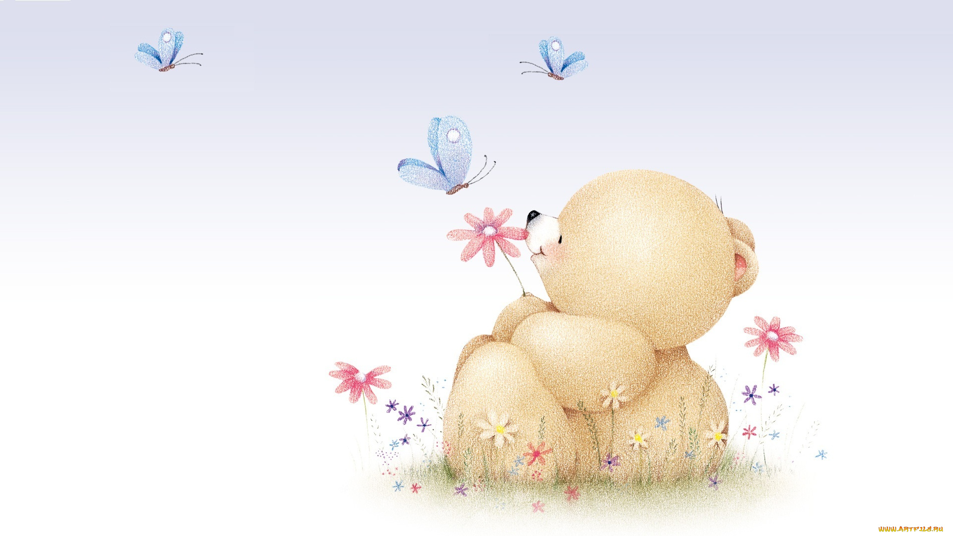 рисованное, мишки, тэдди, forever, friends, deckchair, bear, арт, мишка, настроение, лето, бабочка, детская