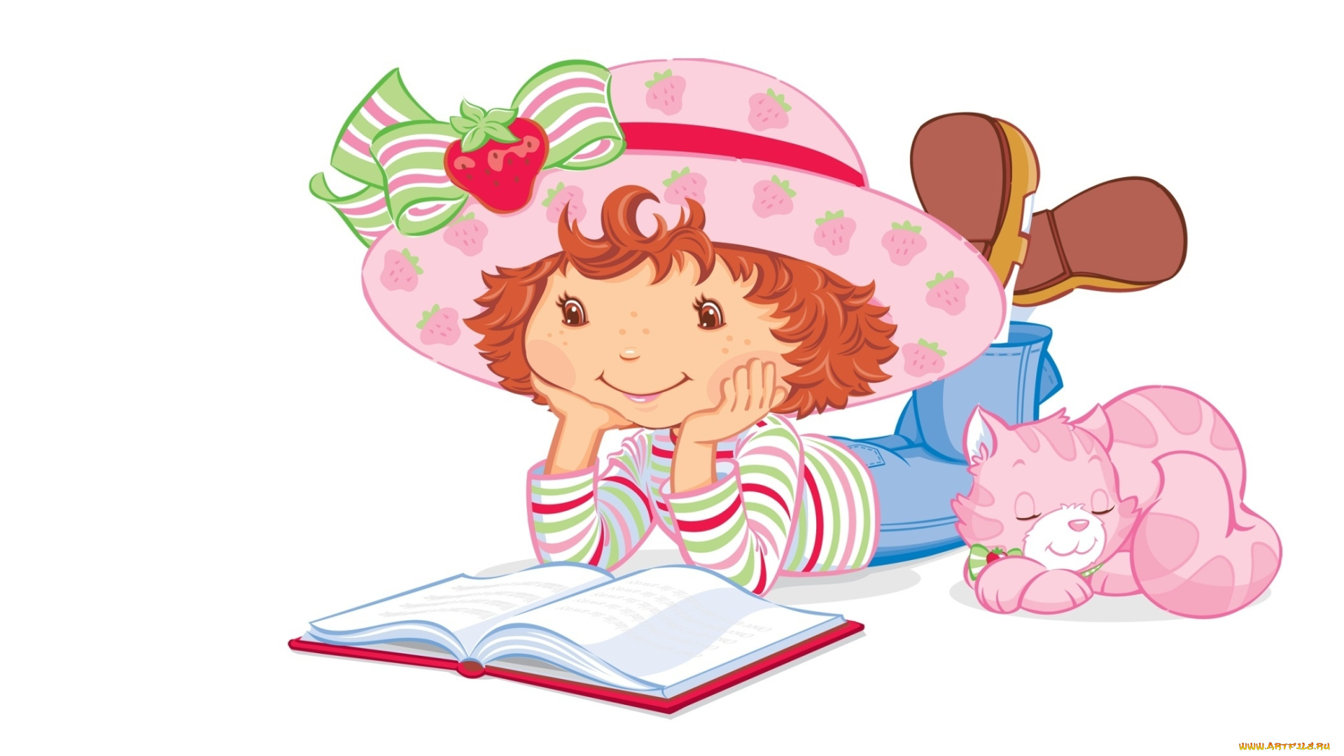 векторная, графика, девушки, , girls, взгляд, девушка, кошка, книга, фон